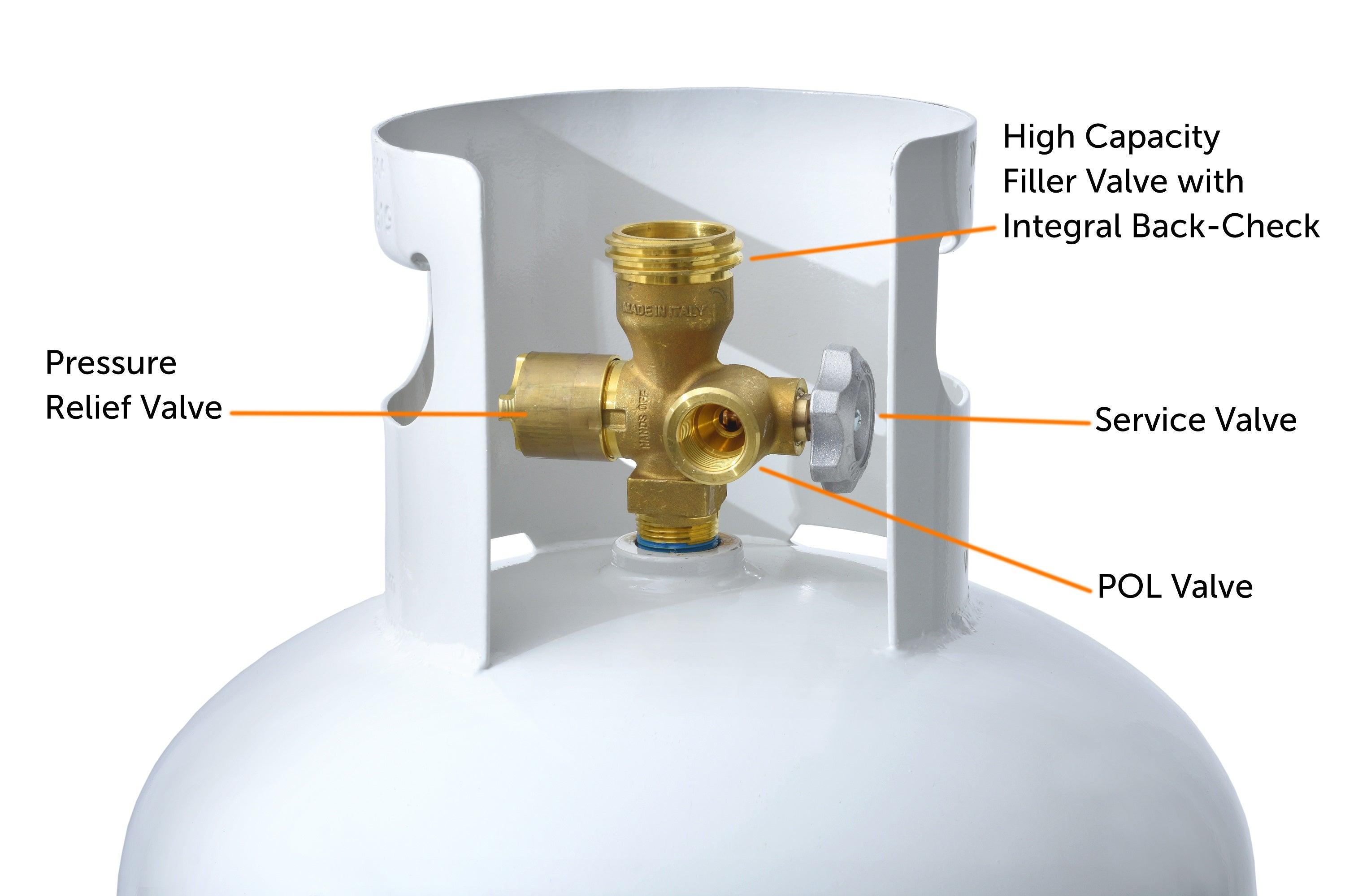 Propane Fill 100LB Multi-Valve Propane Tank High Capacity Filler - Flame King