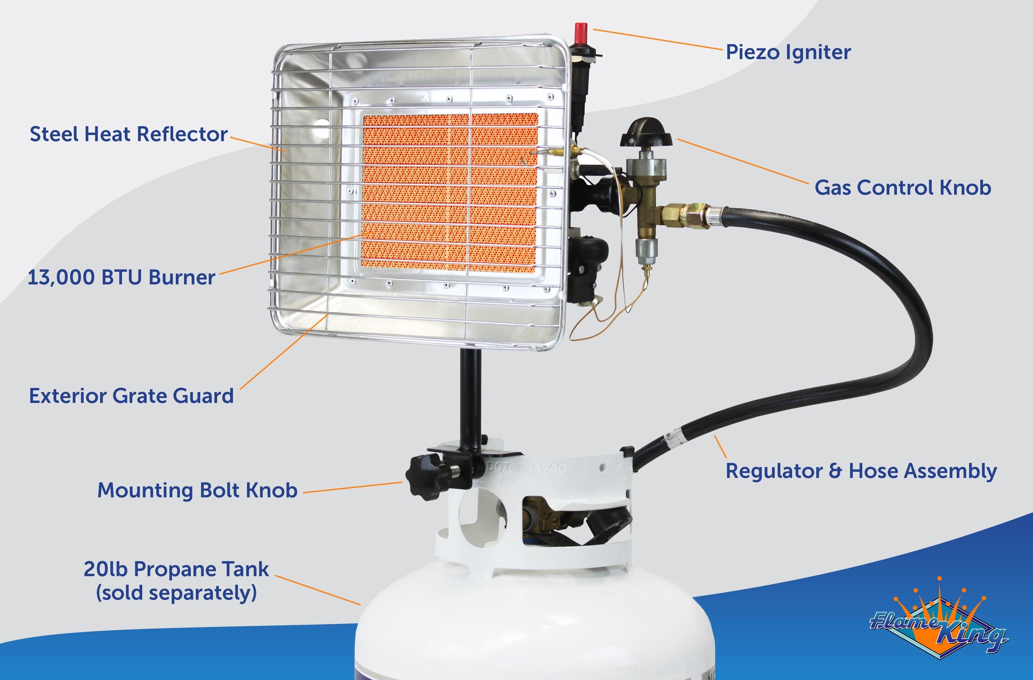 Flame King 13,000 BTU Propane Tank Top Heater - Flame King