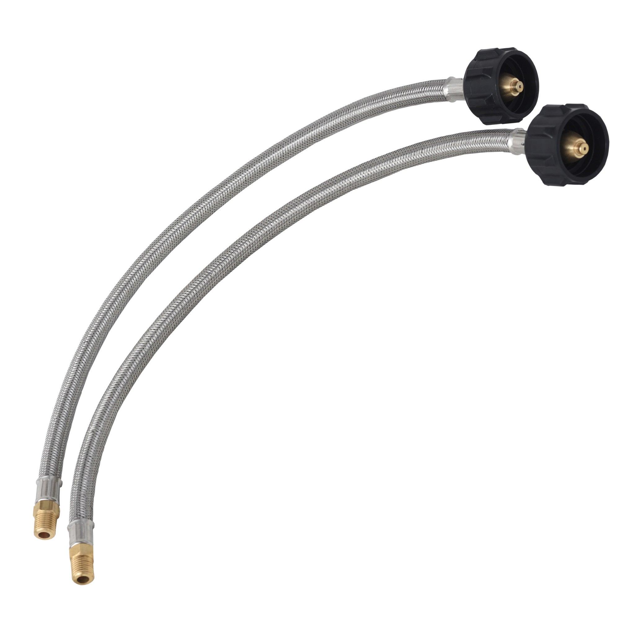 1 4" NPT Stainless Steel Braided Propane Pigtail Hose 2 Pack RV Regulators 18 inches