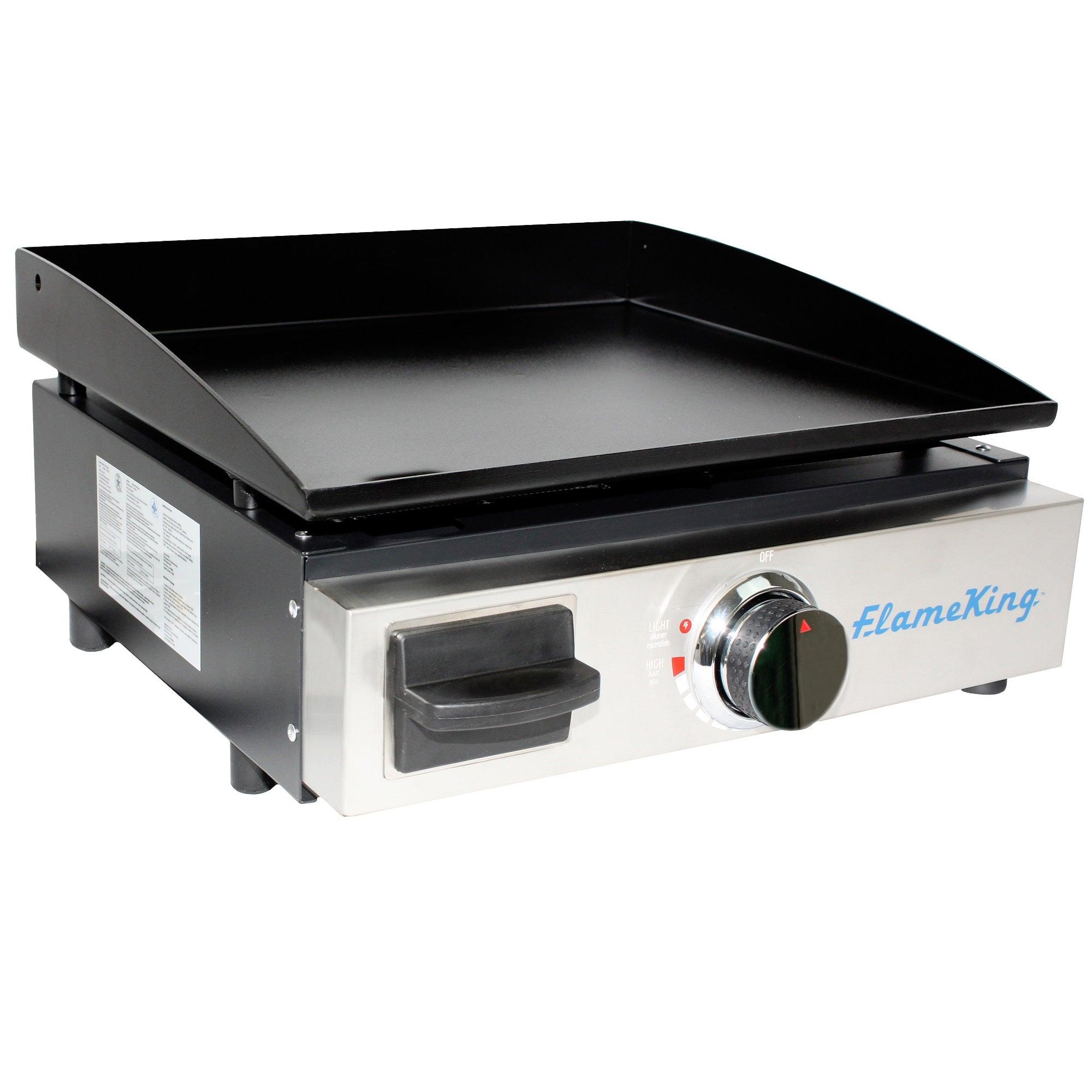 Flame King 17 inch LP Griddle with Small Regulator for RV pullout - Flame King