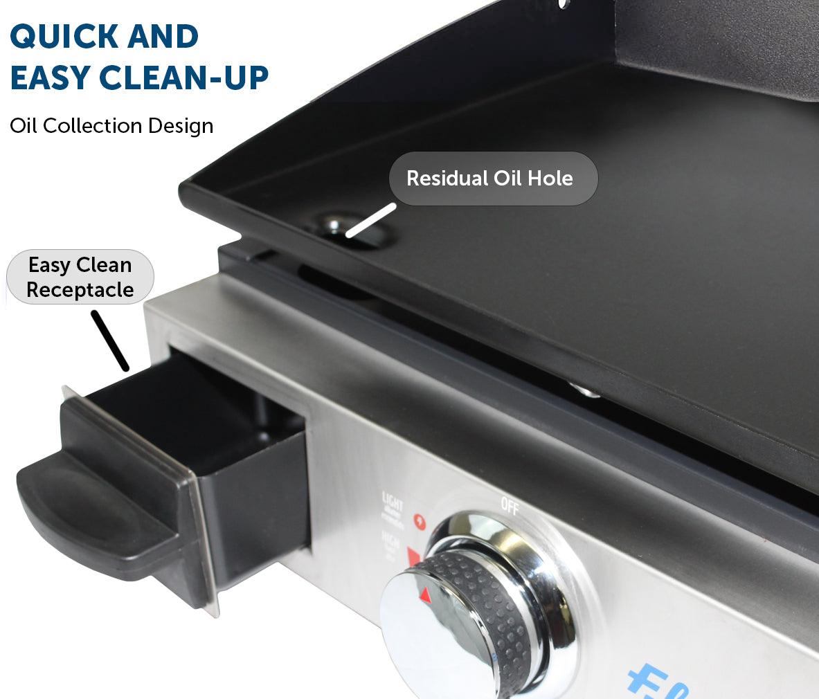 Flame King 17 inch LP Griddle with Small Regulator for RV pullout - Flame King