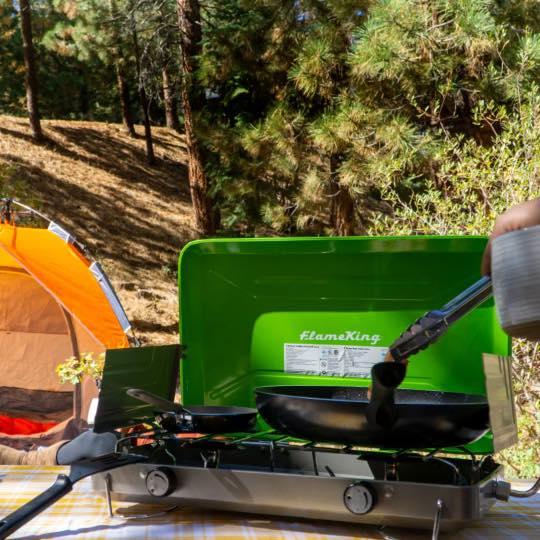 gas camping Flame King 2 Burner Camping Stove