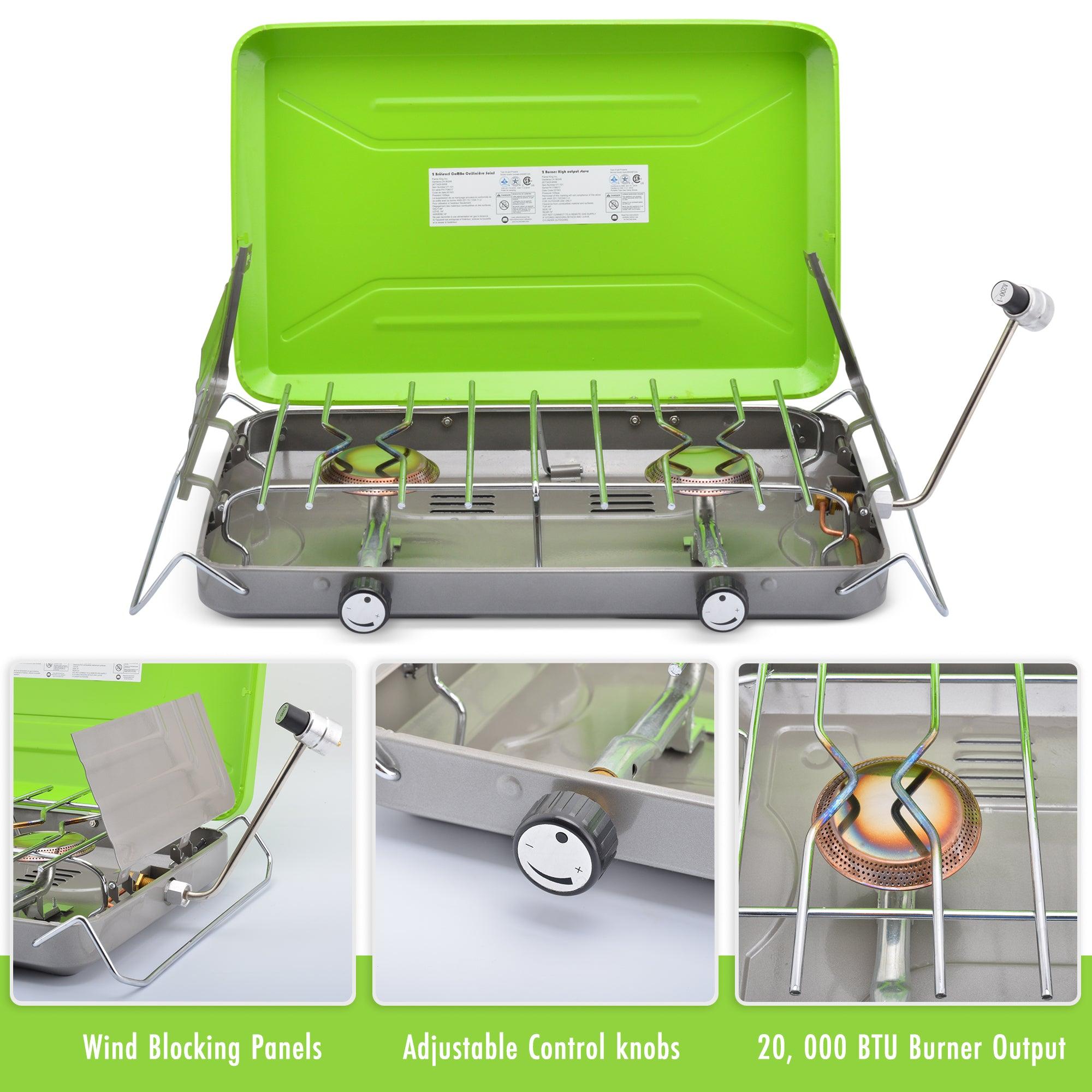 Flame King 2 Burner Portable Propane Gas Classic Camping Stove Grill - Flame King