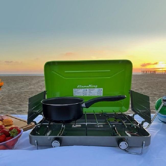 Flame King 2 Burner Portable Propane Gas Classic Camping Stove Grill - Flame King