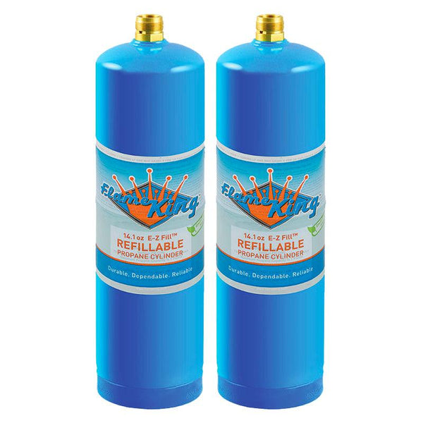 Flame King 2 Pack Eco Friendly Sustainable 1lb Refillable Propane Tank Welding LP Cylinder 14.1 - Flame King