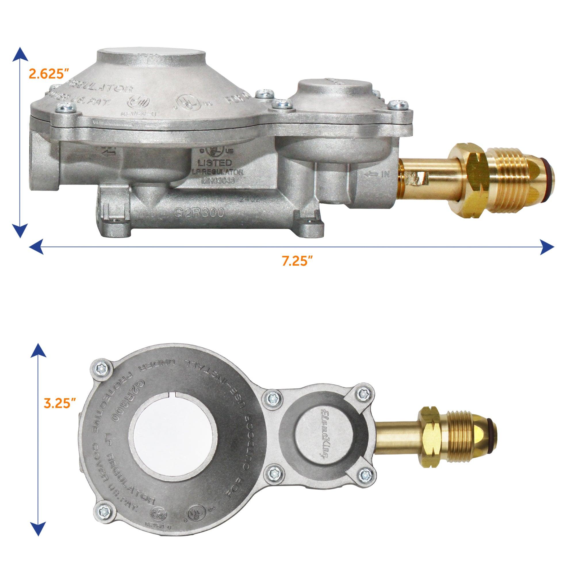 Flame King 2-Stage 300,000 BTU Propane LP Horizontal Super Compact Regulator - Flame King