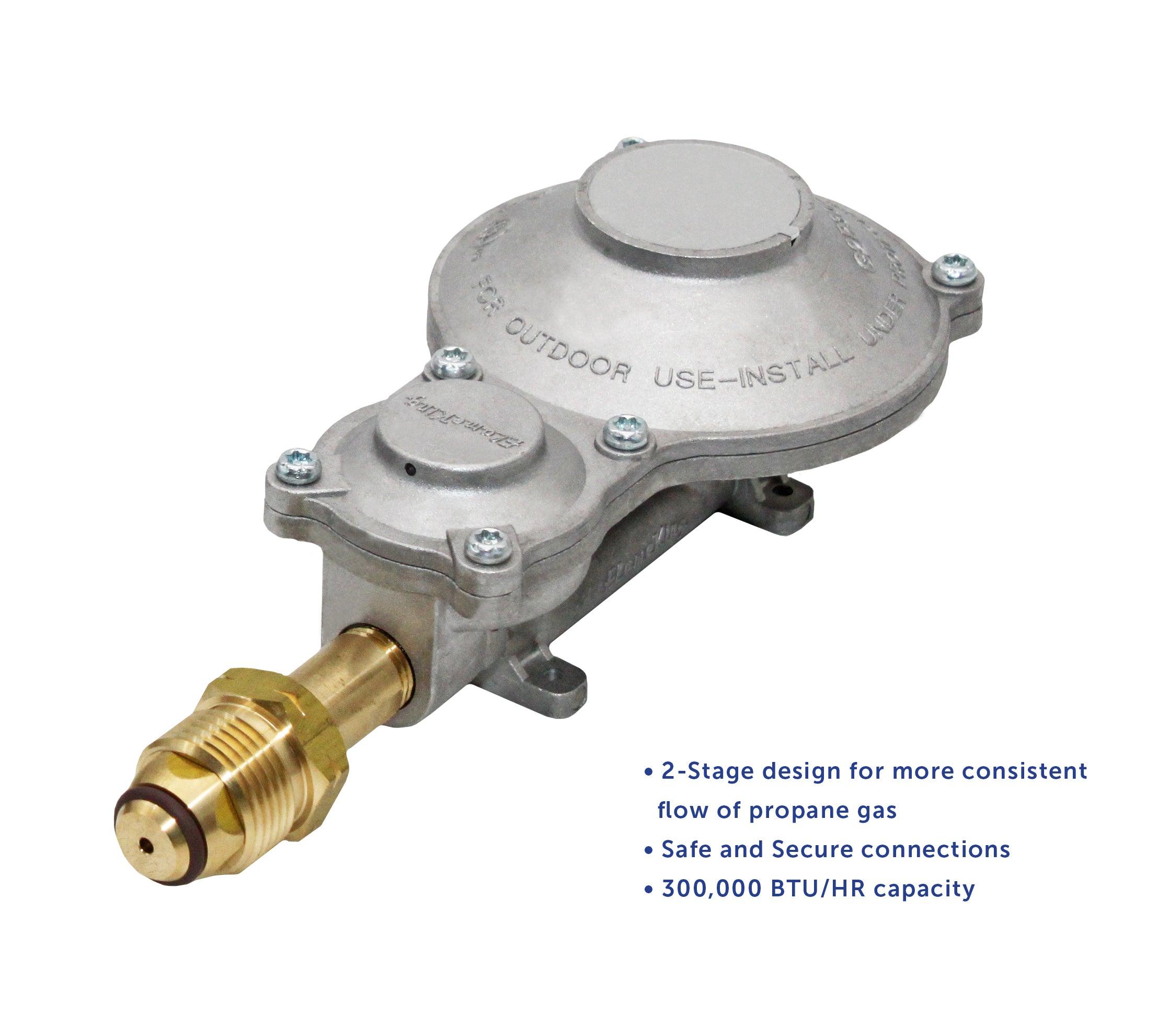 2-Stage 300,000 BTU Propane LP Horizontal Super Compact Regulator ...