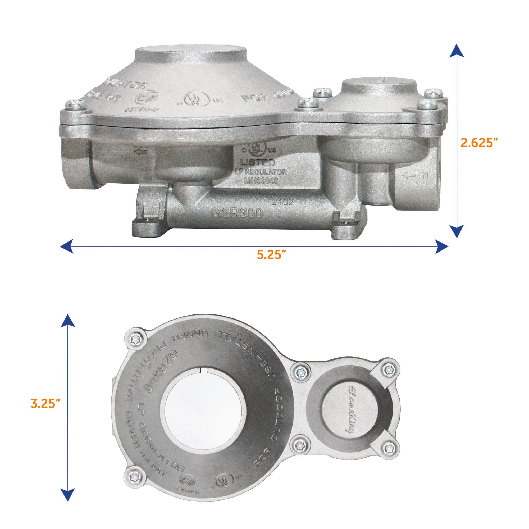 Flame King 2-Stage 300,000 BTU Propane LP Vertical Super Compact Regulator - Flame King