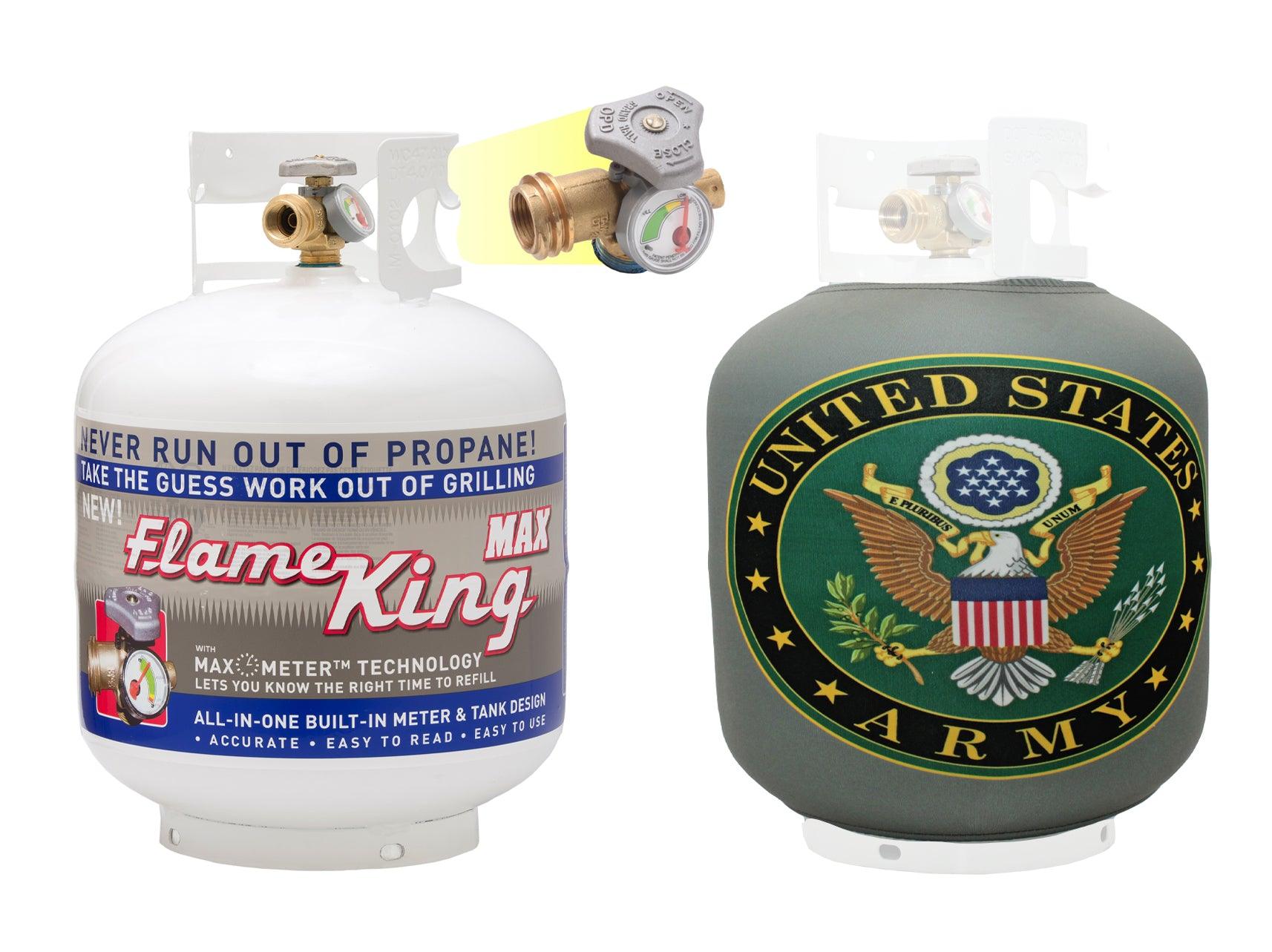 Flame King 20lb Propane Tank LP Cylinder with OPD & Gauge + Army Propane Tank Sleeve Cover - Flame King