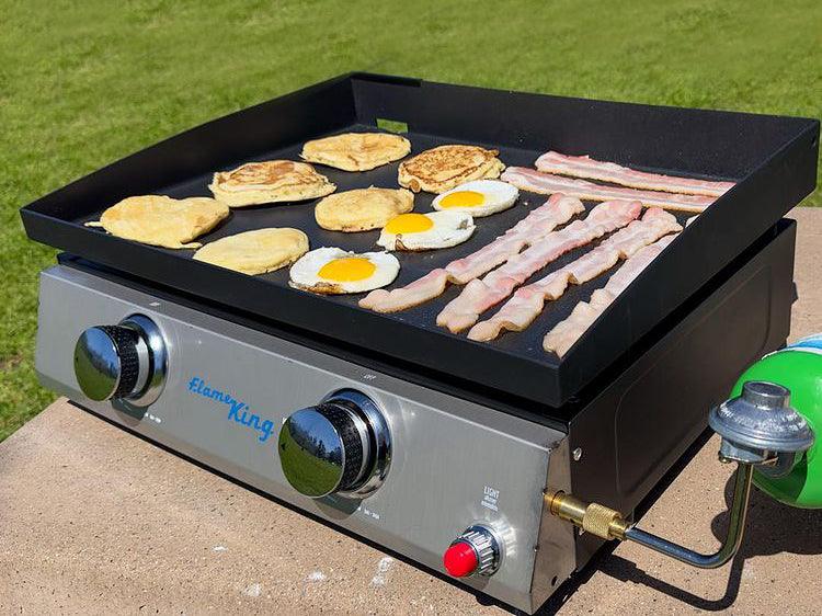 Flame King 22 Inch Portable Double Burner Griddle Iron Auto Ignite - Flame King