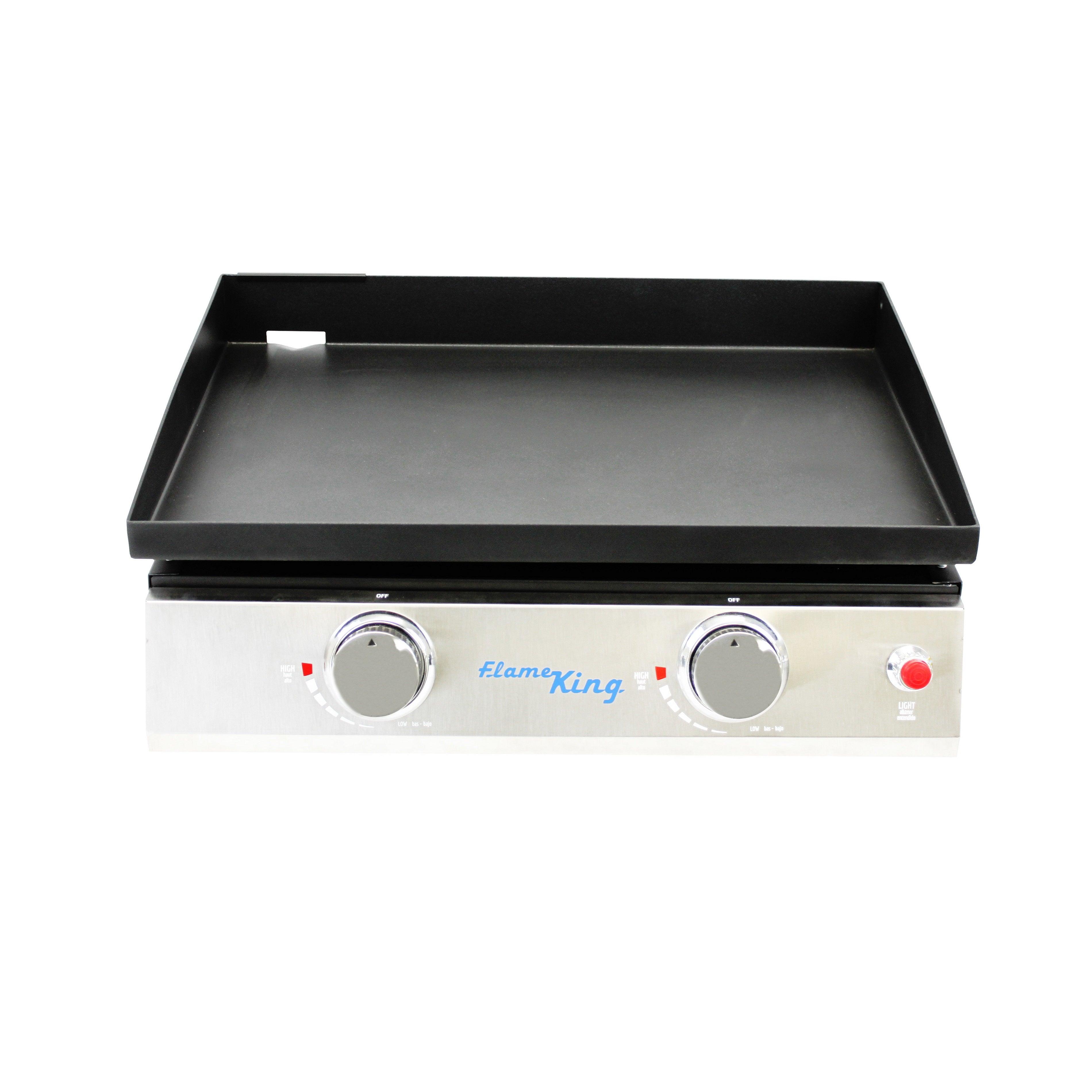 Flame King 22 Inch Portable Double Burner Griddle with 1lb Regulator and Auto Ignite - Flame King
