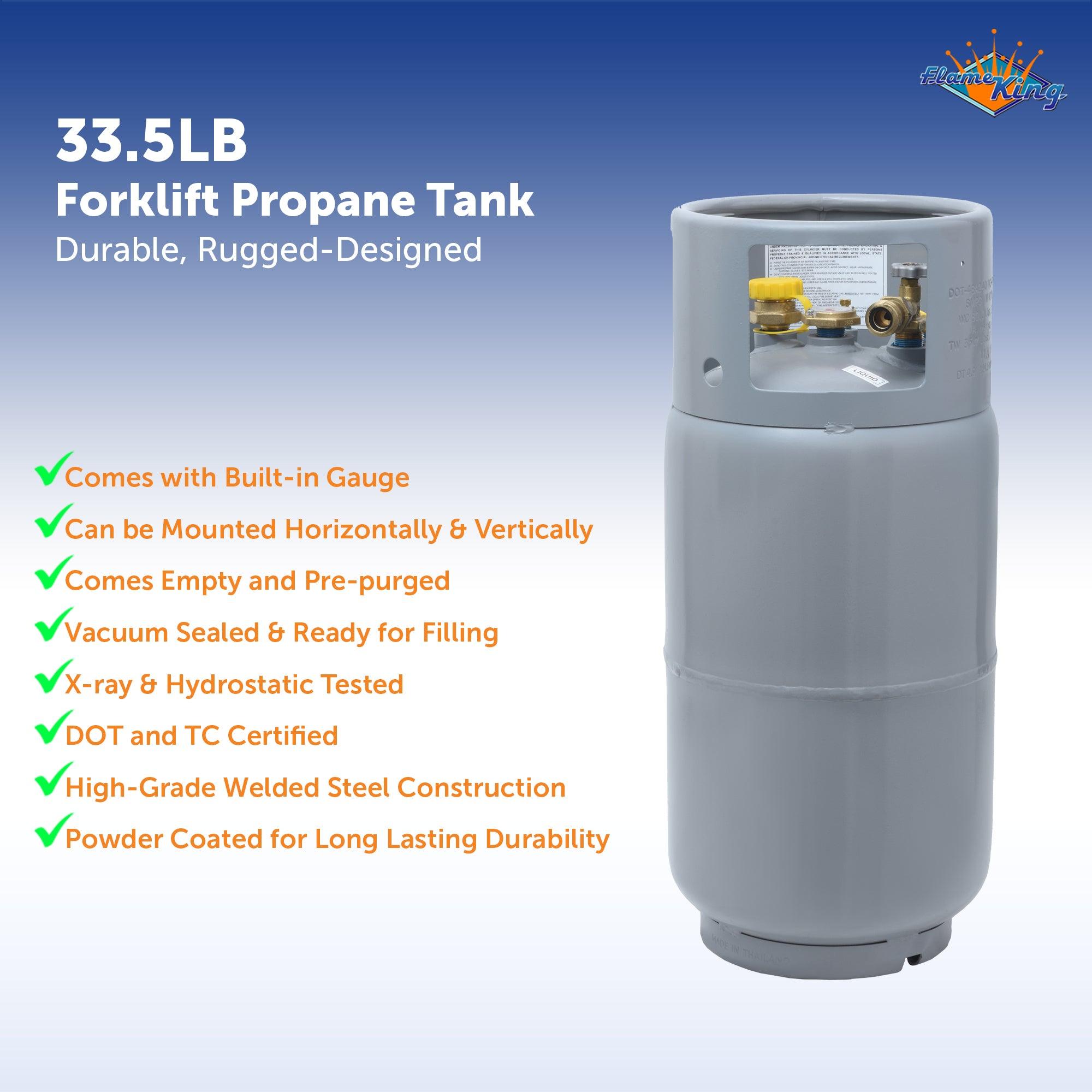 33.5lb Forklift Steel Propane Tank Cylinder with Gauge - Flame King