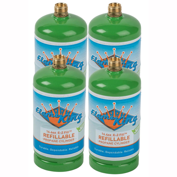 Flame King 4 pack Eco Friendly Sustainable 1lb Refillable Propane Tank LP Cylinder - Flame King