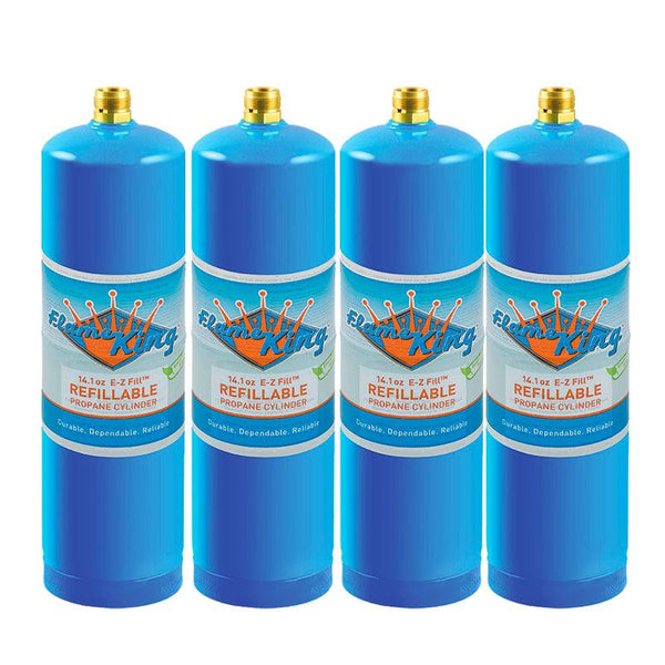 Flame King 4 Pack Eco Friendly Sustainable 1lb Refillable Propane Tank Welding LP Cylinder 14.1 - Flame King