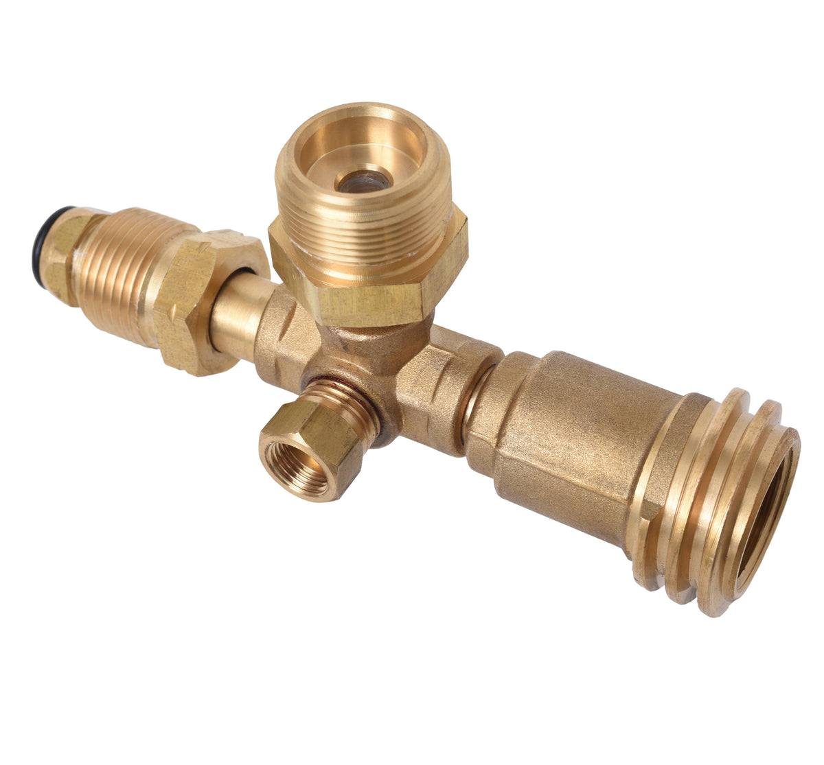 4 Port Brass Tee Propane Adapter - Flame King