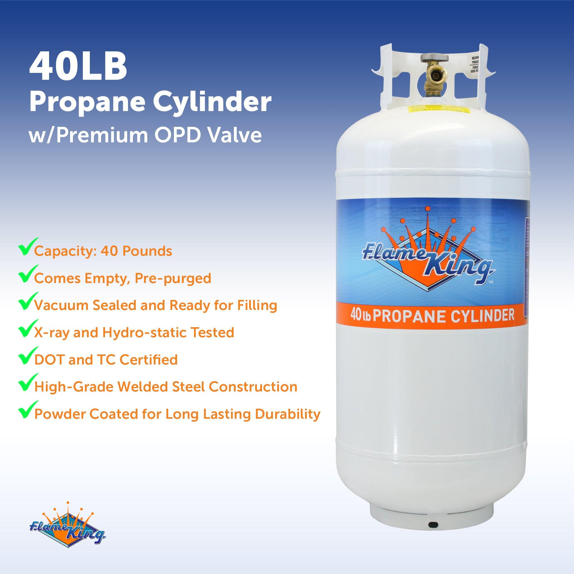 Flame King 40lb Propane Tank LP Cylinder with OPD - Flame King