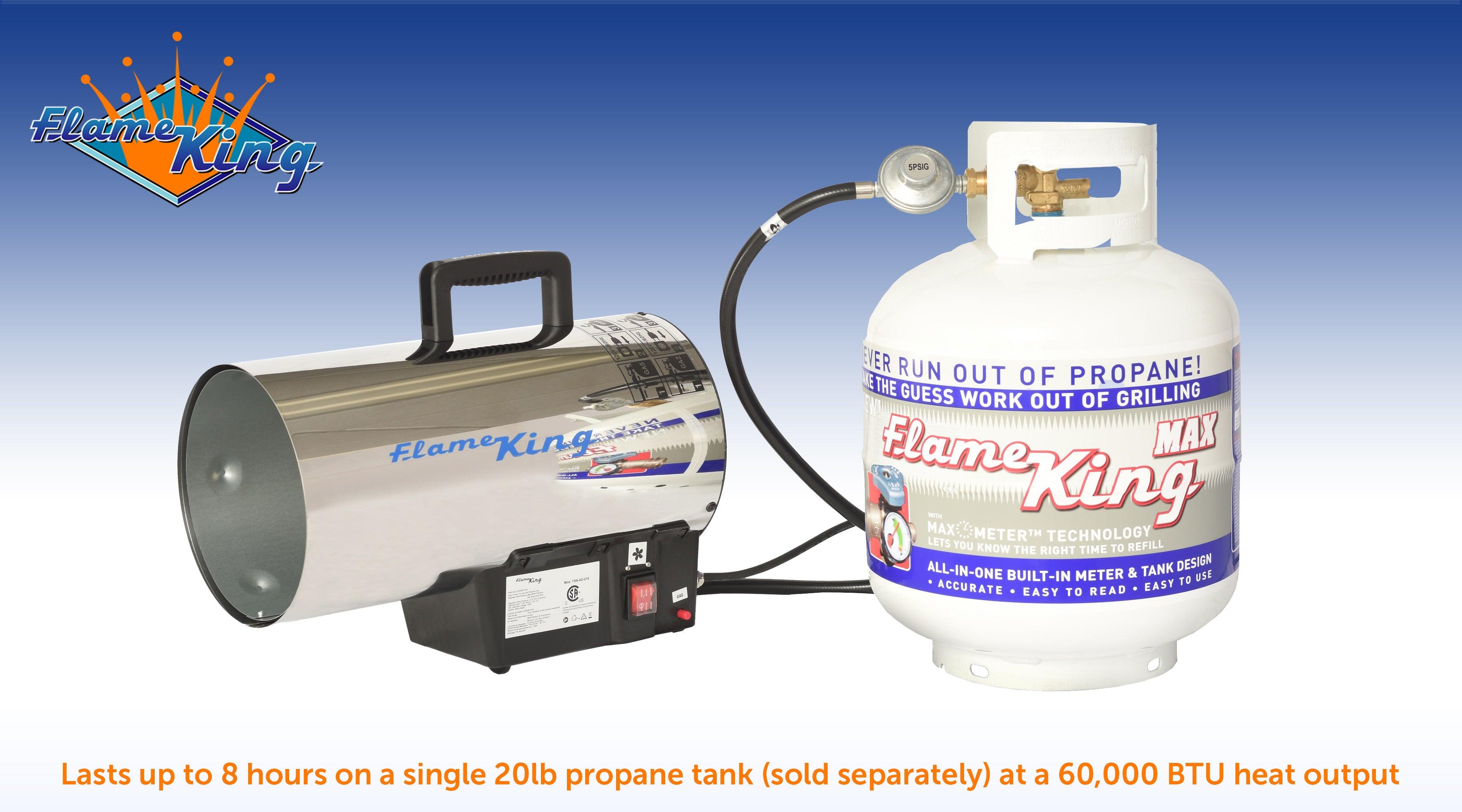 Flame King 60,000 BTU Portable Propane Gas Tank Forced Air Heater Outdoor - Flame King