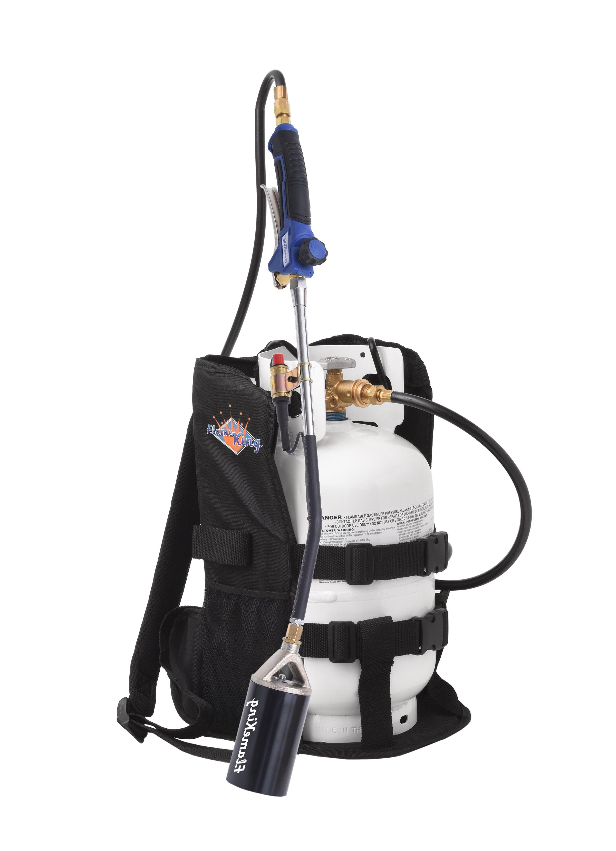 Flame King Bundle 10lb Propane Tank + 340,000 BTU Weed Burner Torch + Propane Backpack - Flame King