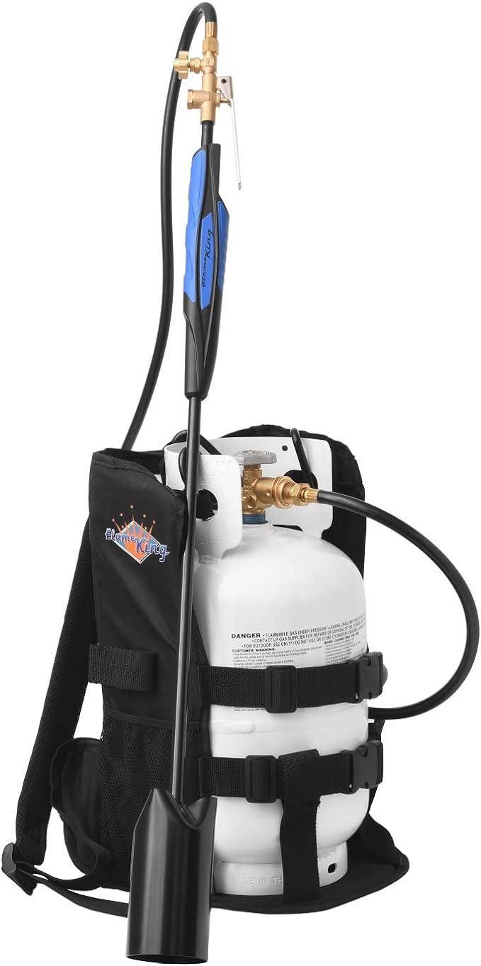 Flame King Bundle 10lb Propane Tank + 500,000 BTU Weed Burner Torch + Propane Backpack - Flame King