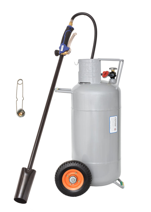 Flame King Bundle 40lb Propane Tank on Wheels + 100,000 BTU Weed Burner - Flame King