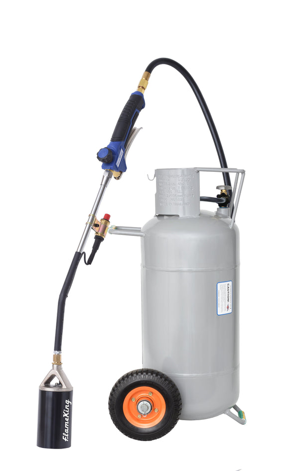 Flame King Bundle 40lb Propane Tank on Wheels + 340,000 BTU Weed Burner - Flame King