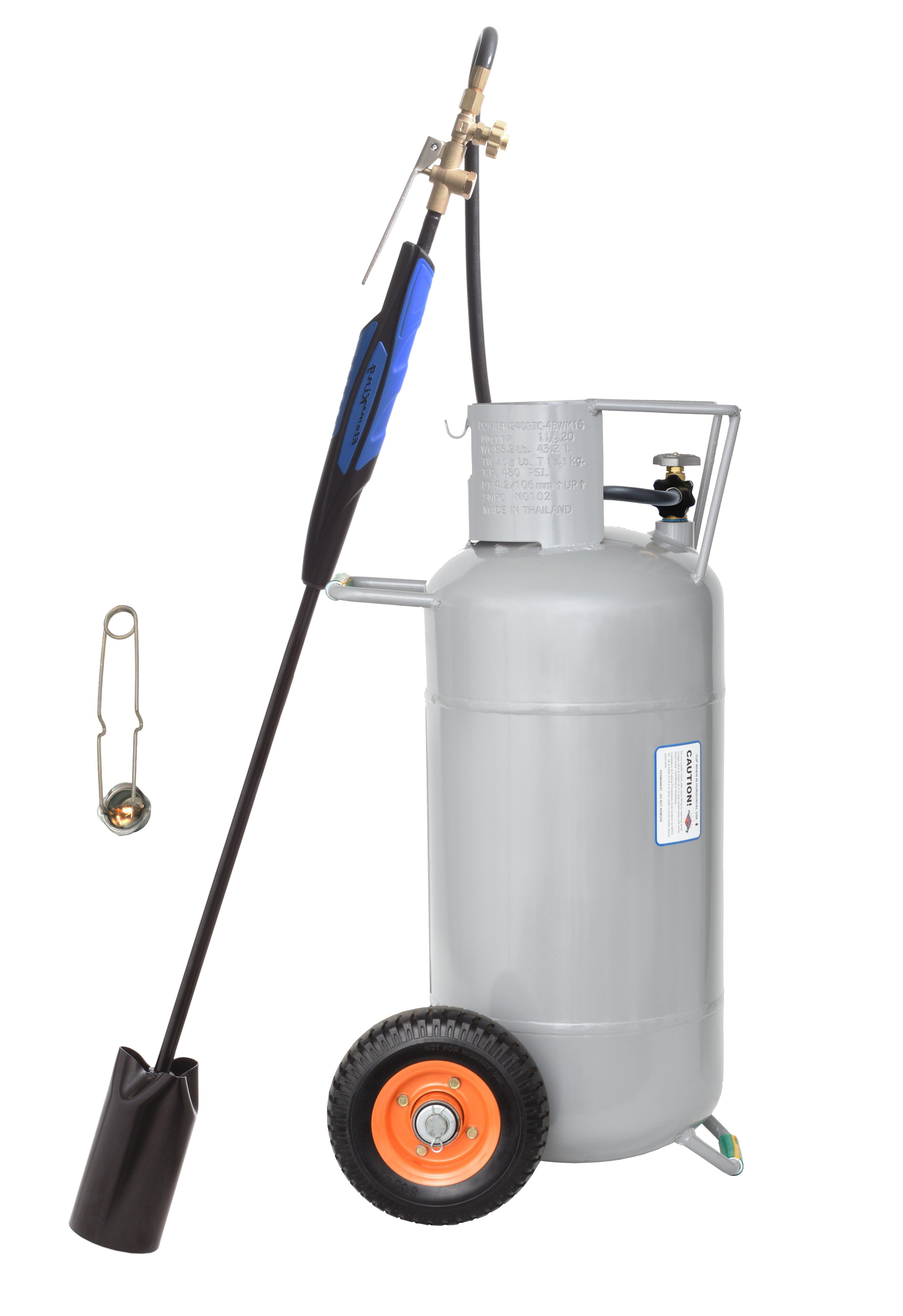 Flame King Bundle 40lb Propane Tank on Wheels + 500,000 BTU Weed Burner - Flame King