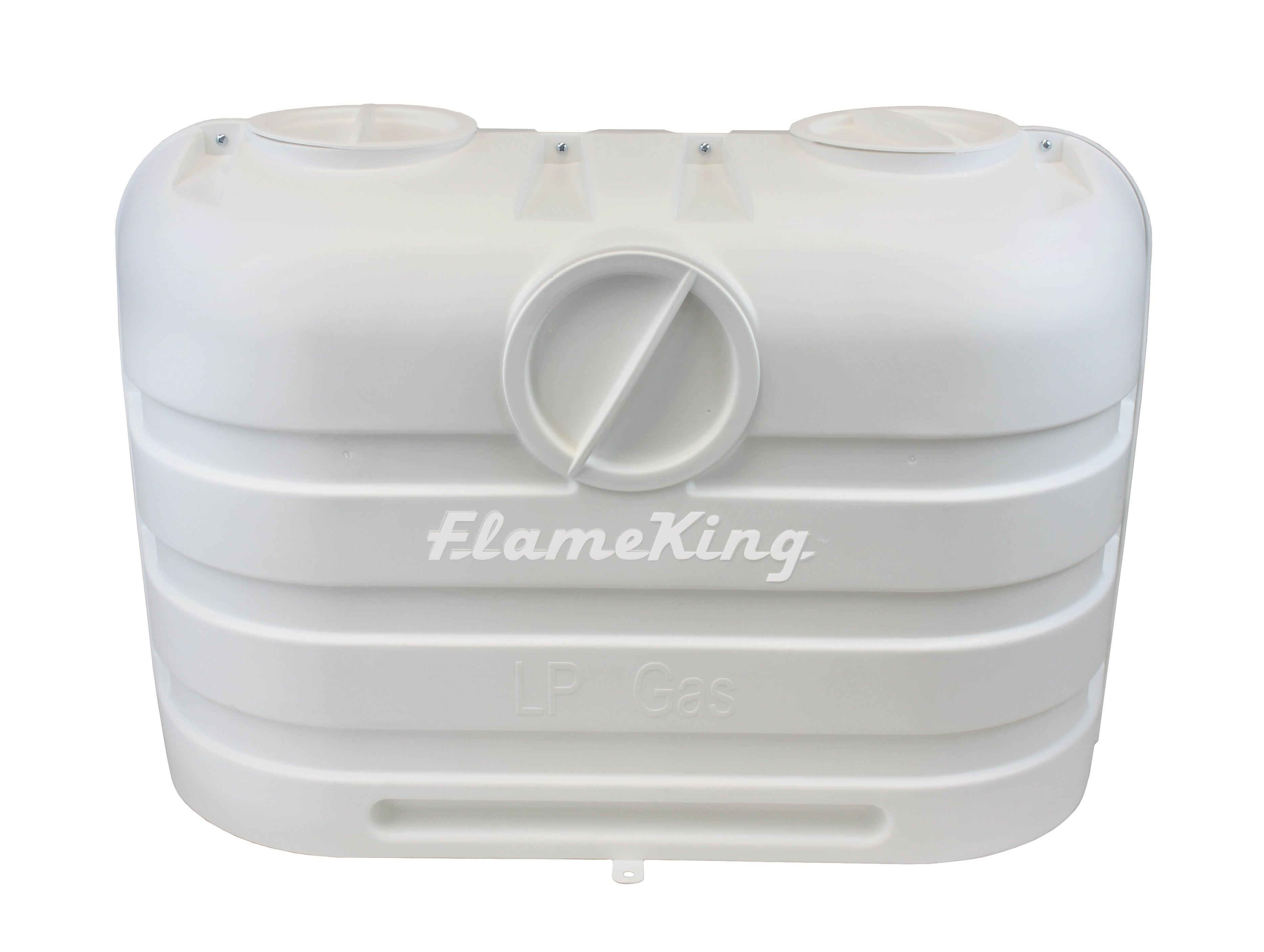 Flame King Dual 20LB LP Propane Tank Light Plastic Heavy Duty Cover Rv Trailer White - Flame King