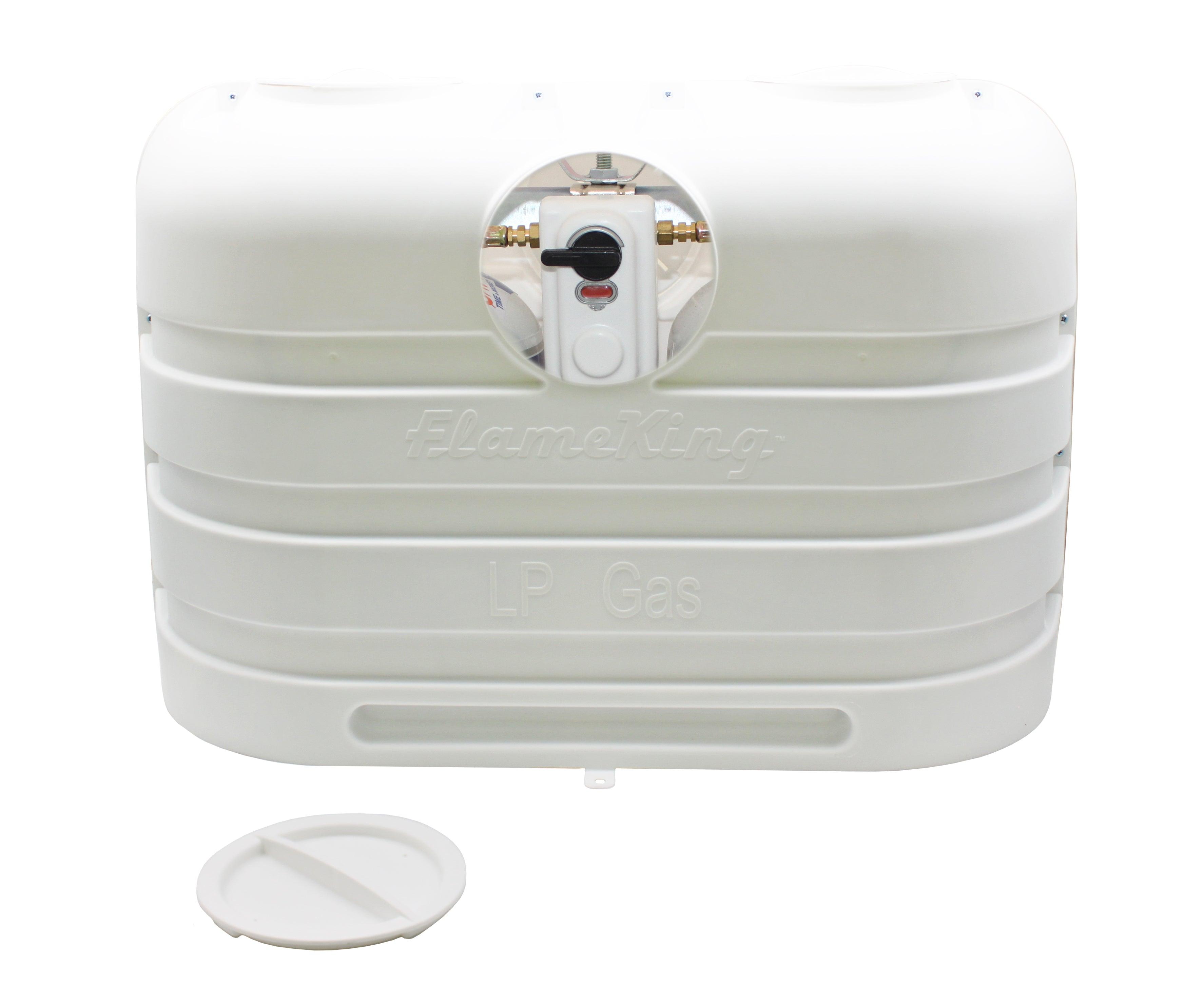 Flame King Dual 20LB LP Propane Tank Light Plastic Heavy Duty Cover Rv Trailer White - Flame King