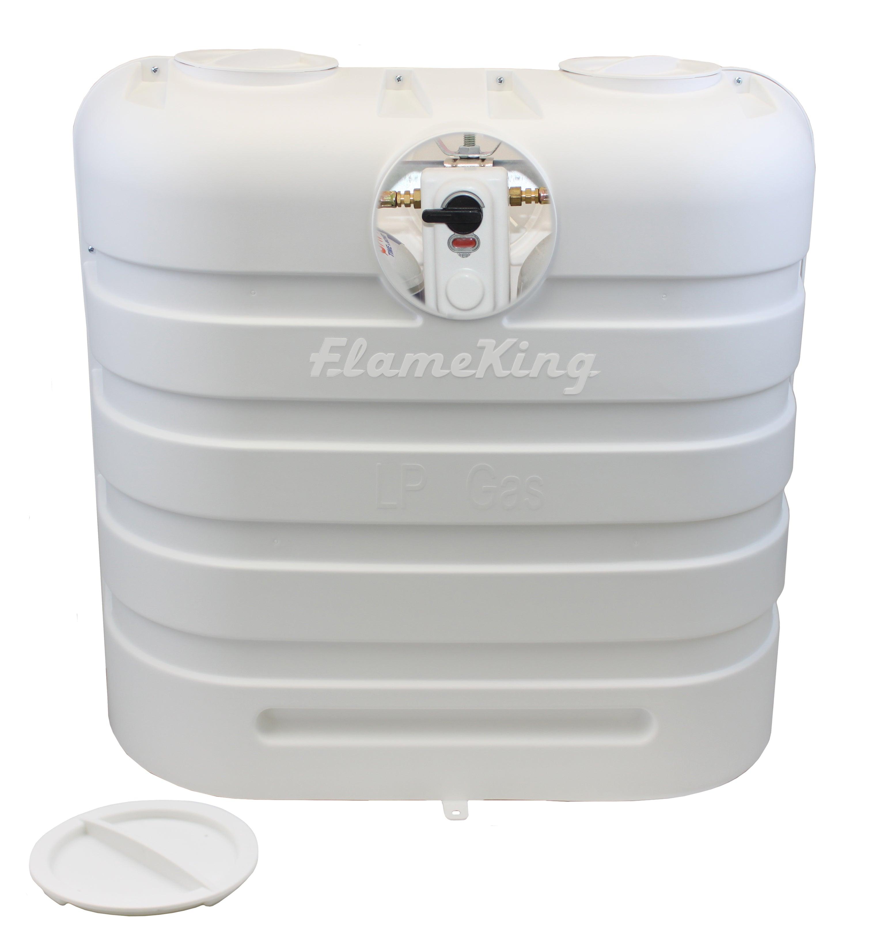 Flame King Dual 30LB LP Propane Tank Light Plastic Heavy Duty Cover RV Trailer White - Flame King