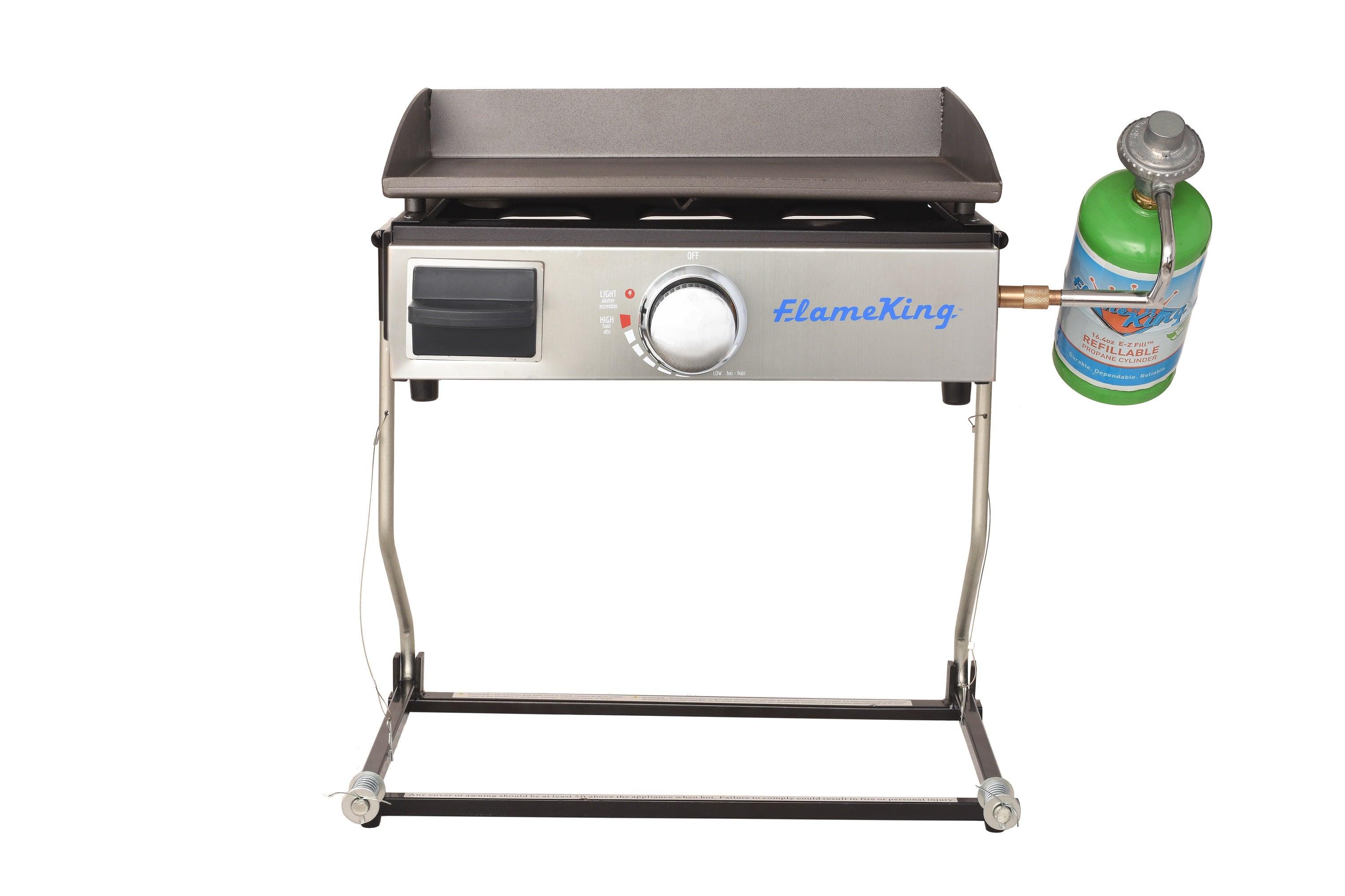 Flame King Flat Top Portable Propane Cast Iron Grill Griddle - Flame King