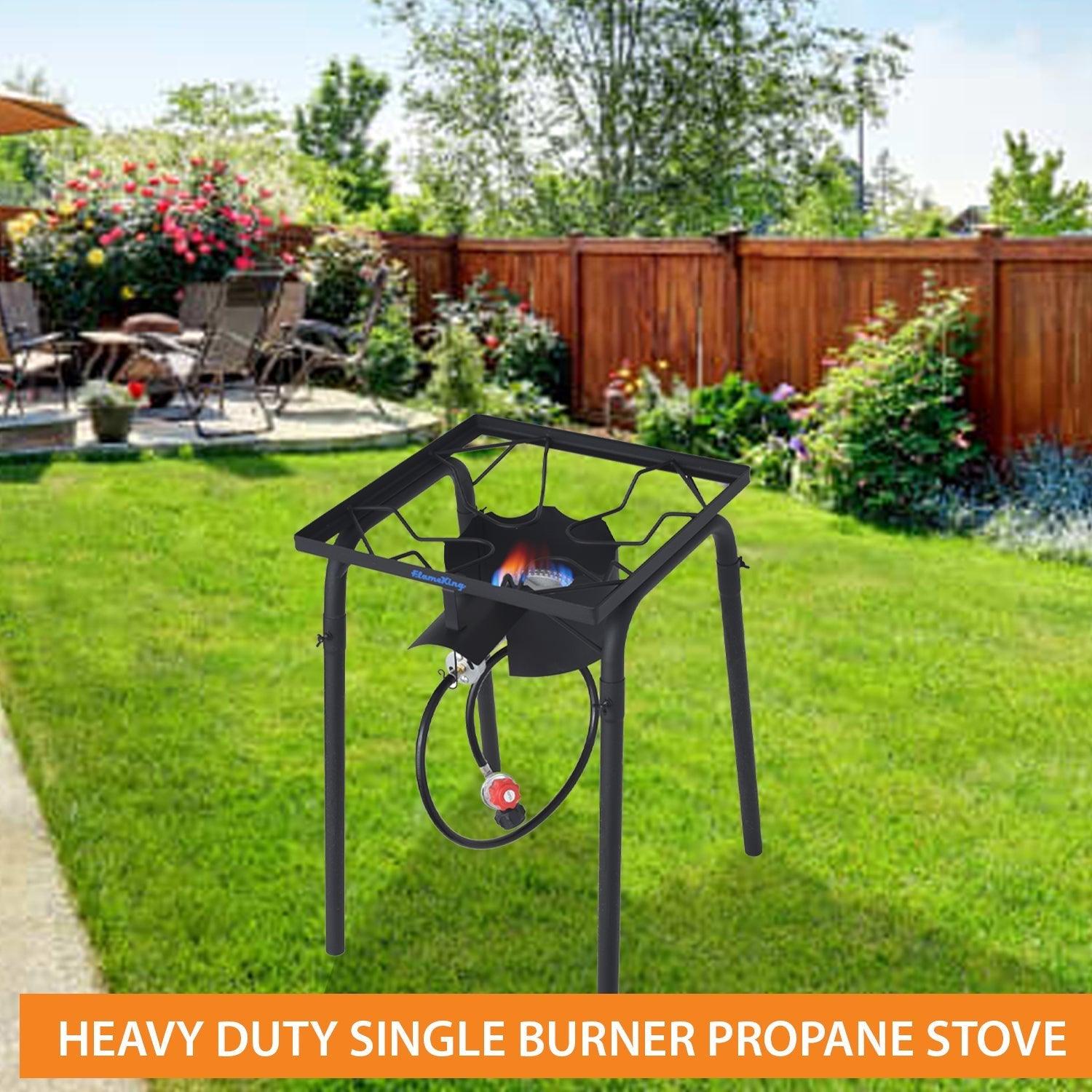 ROVSUN 100,000 BTU Portable Propane Burner - Adjustable Height Outdoor Cooking Stove With Regulator