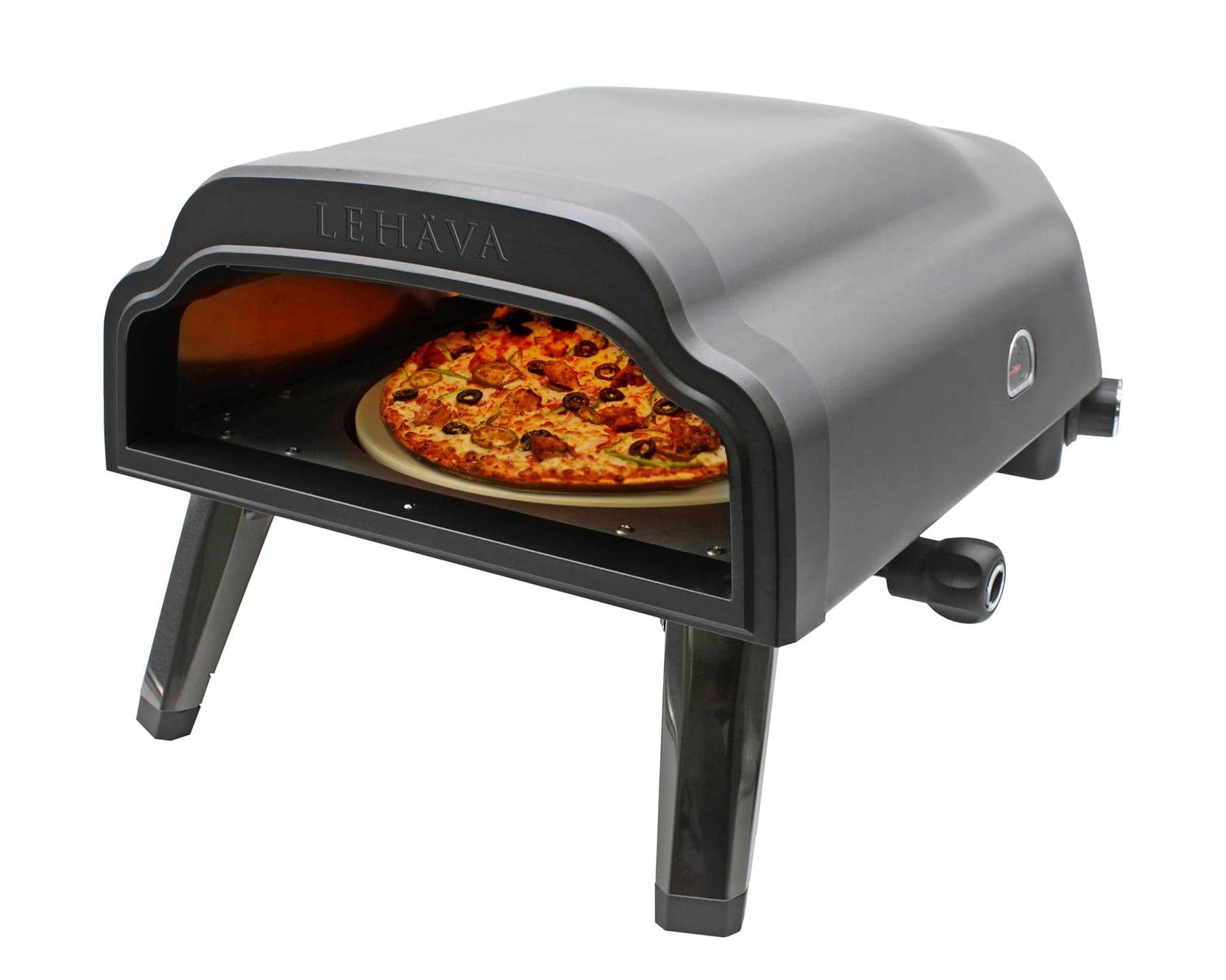 Flame King Outdoor Portable 14-inch Propane Pizza Oven Gas 360 Degree Rotating Stone - Flame King