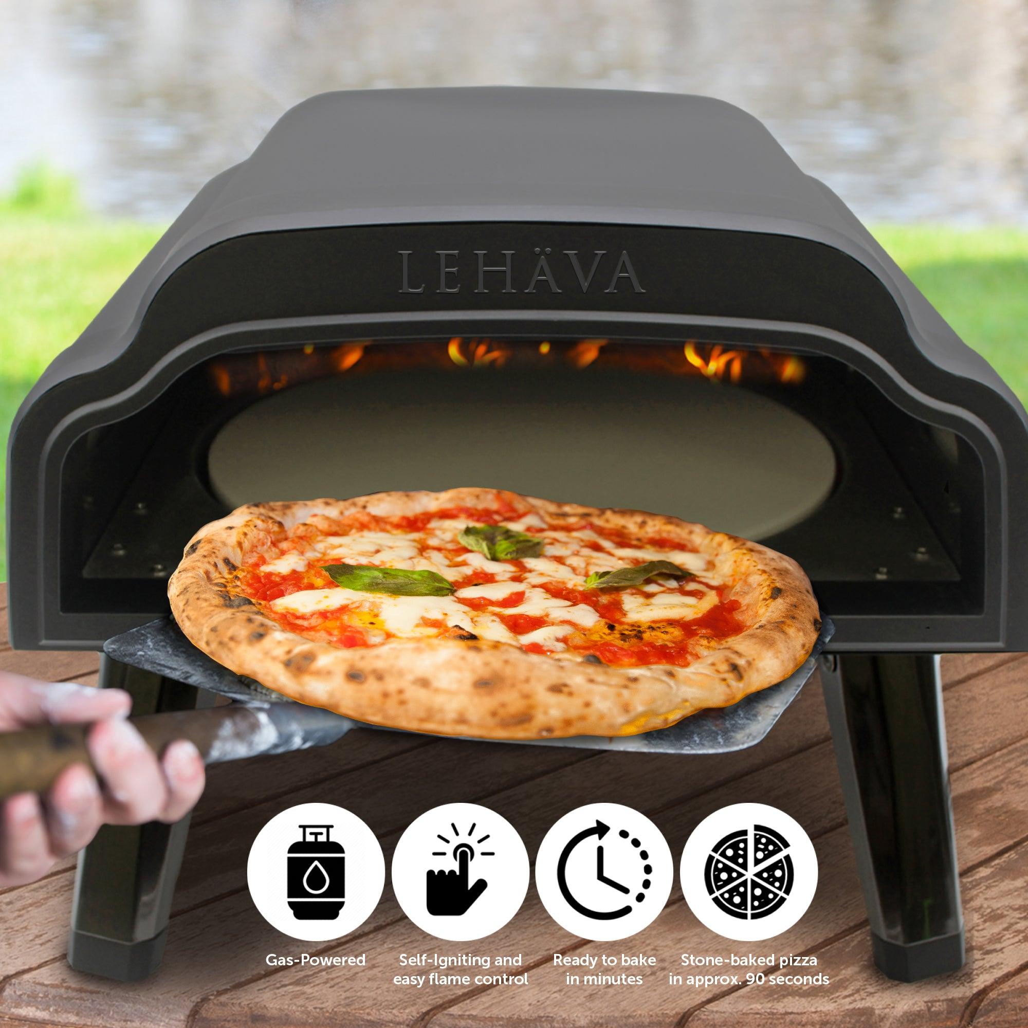 Flame King Outdoor Portable 14-inch Propane Pizza Oven Gas 360 Degree Rotating Stone - Flame King