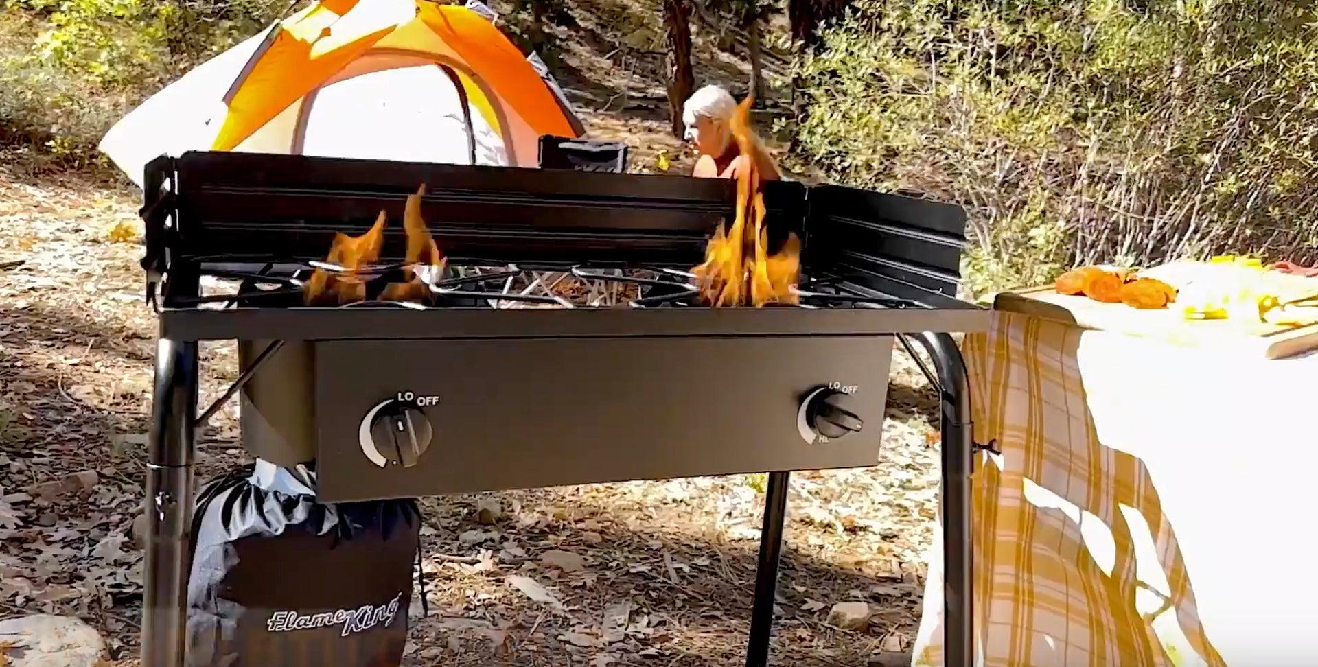 Flame King Outdoor Propane Double Dual Burner Cooker Stove - Flame King