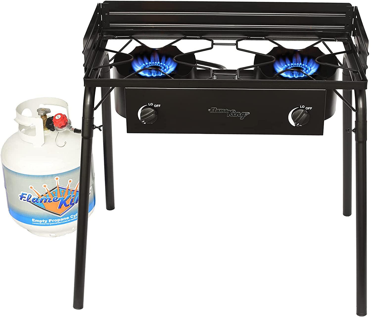 Double Burner Stove Outdoor Indoor Tempered Glass Gas Propane Stove Cooktop  Commercial Whirlwind Burner Camp Cooking