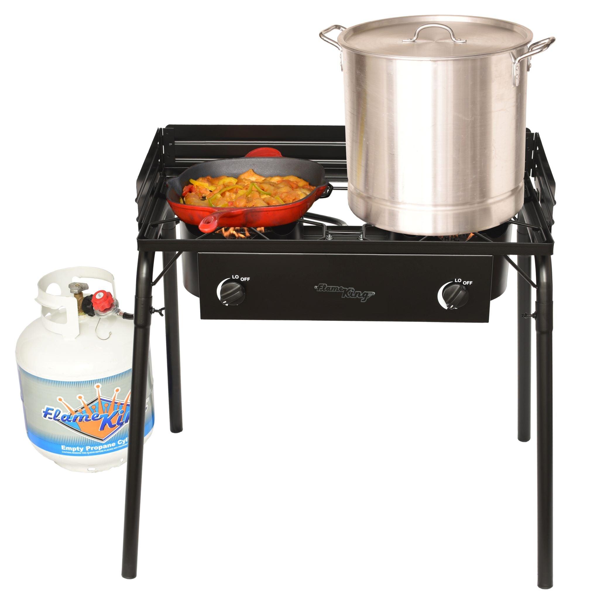 Flame King Outdoor Propane Double Dual Burner Cooker Stove - Flame King