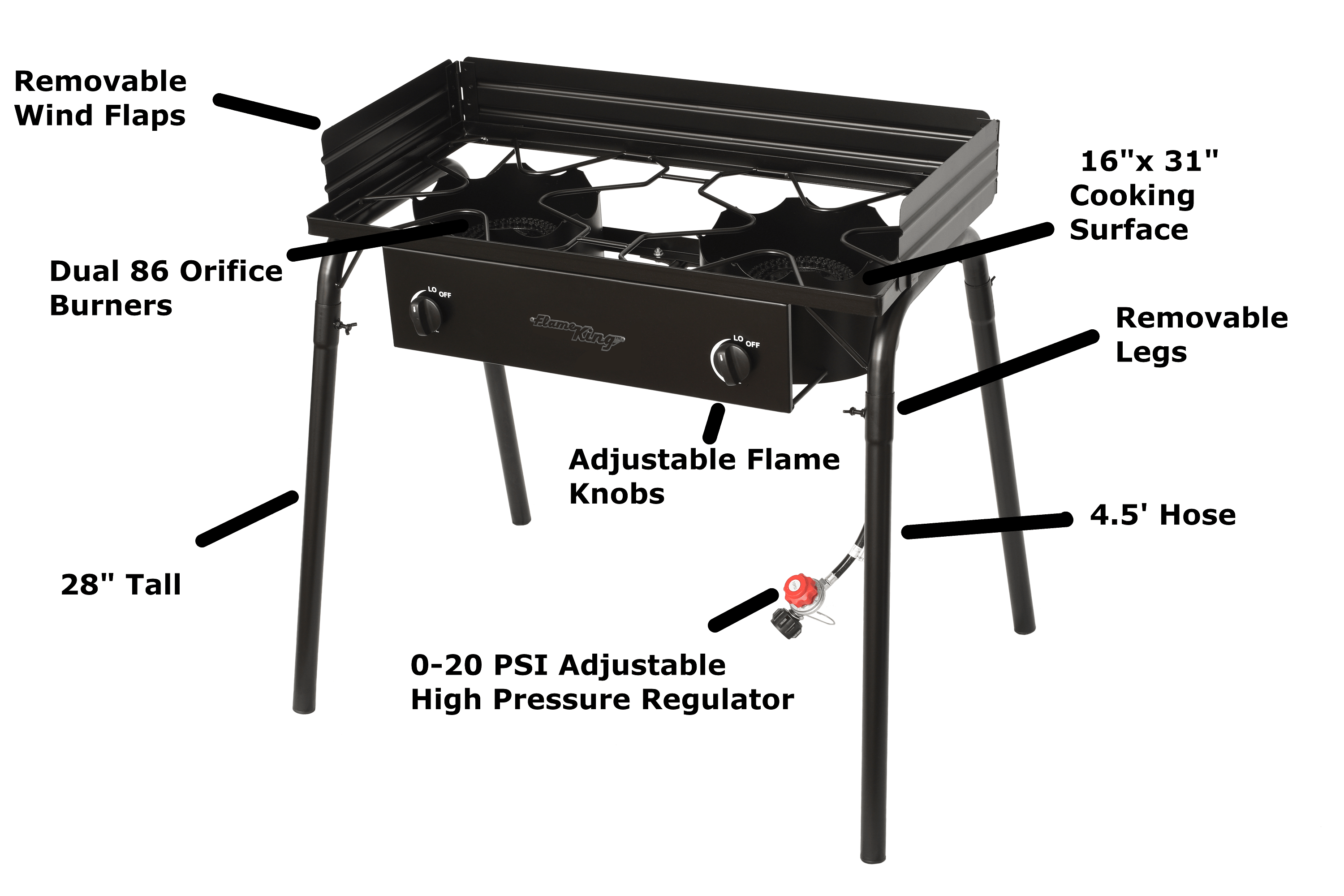 Flame King Outdoor Propane Double Dual Burner Cooker Stove - Flame King