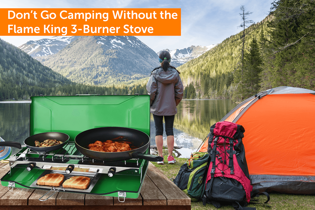 camping flåm Portable 3 Burner Grill Propane Gas Camping Stove Toast Tray