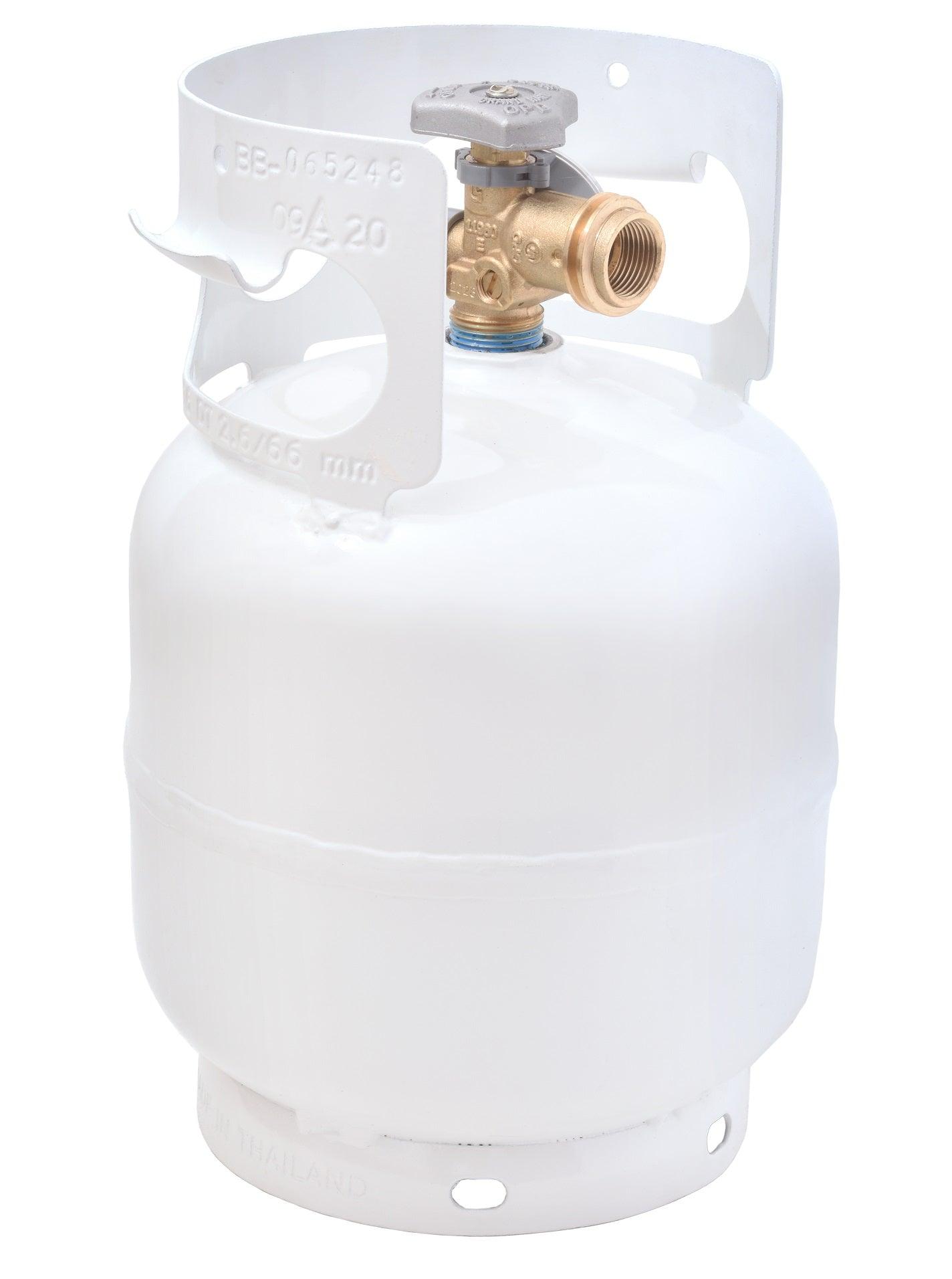 Flame King YSN03 3lb Steel Propane Tank Cylinder with Gauge and OPD Valves  for Grills and BBQs, Camping, Fishing, & Outdoor Activities, White