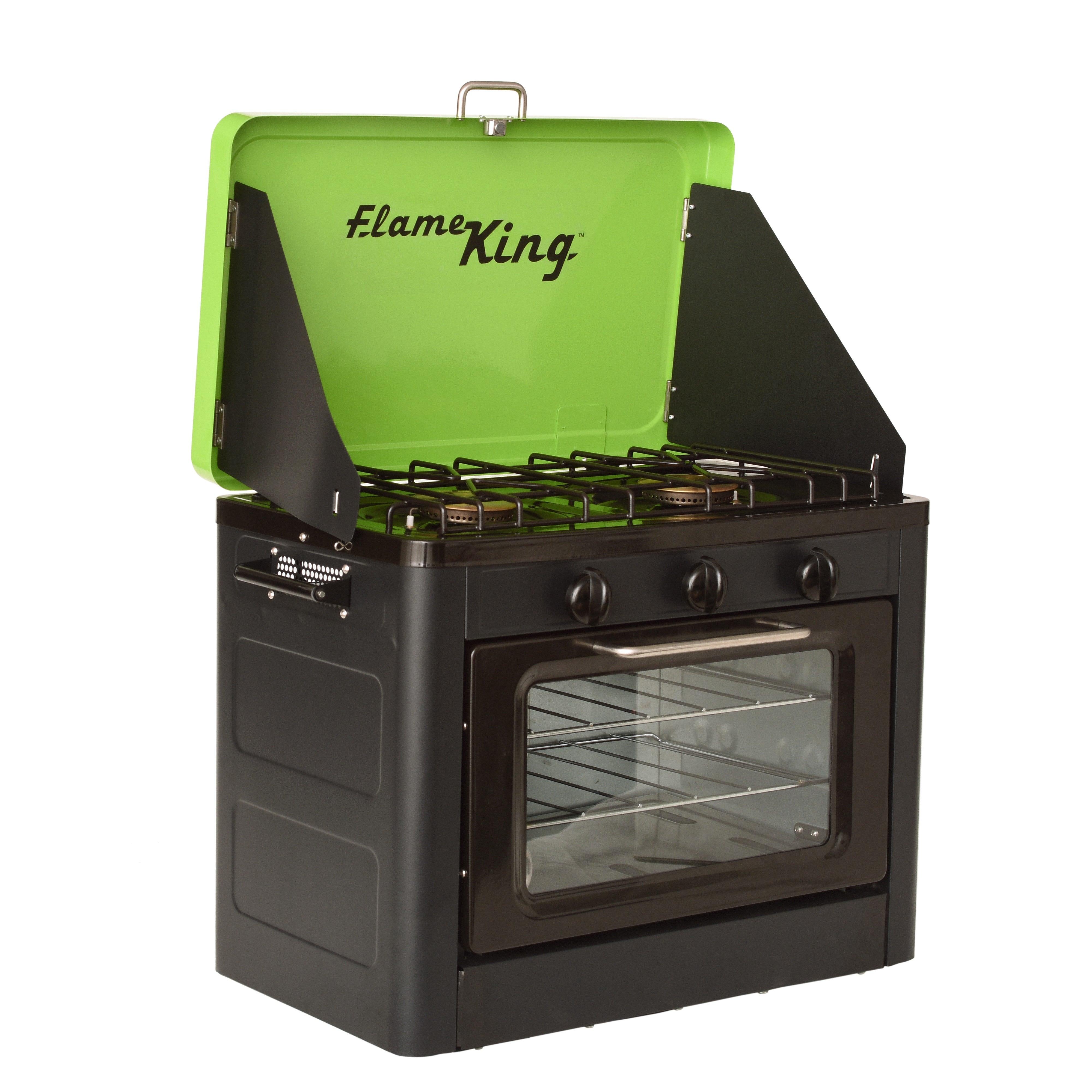 Flame King Portable Outdoor Propane Oven Stove Combo for Camping, RV,  Tailgating, Trailer, Green/Black (YSNHT-300)