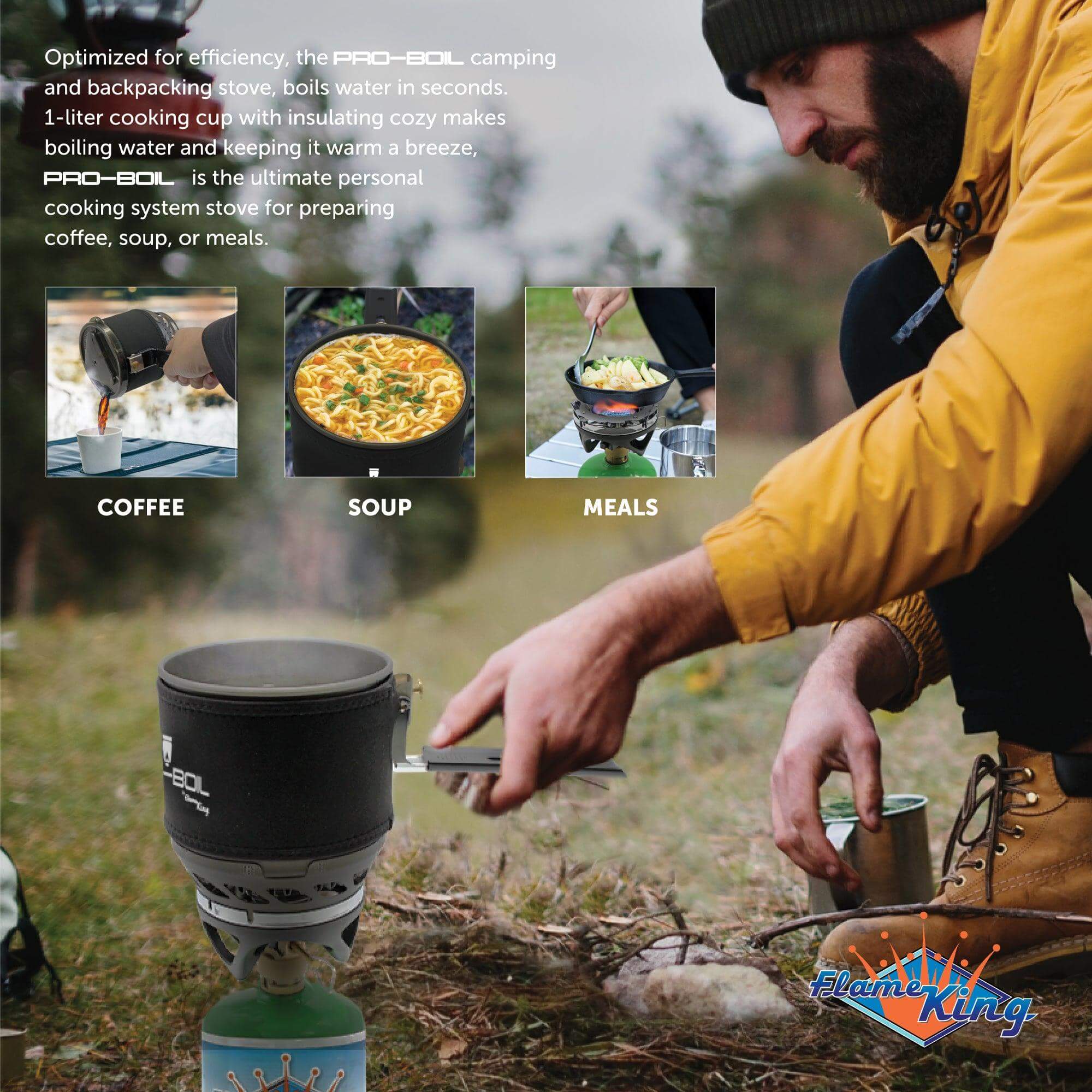 Flame King Pro-Boil Camping and Backpacking Stove Cooking System - Flame King