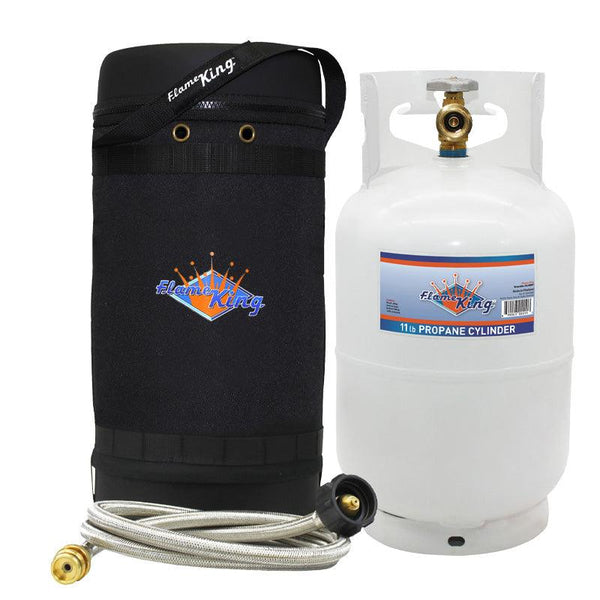 Flame King Propane Gas Hauler Kit 10lb Propane Tank, Adapter Hose and Insulated Protective Carry Case - Flame King