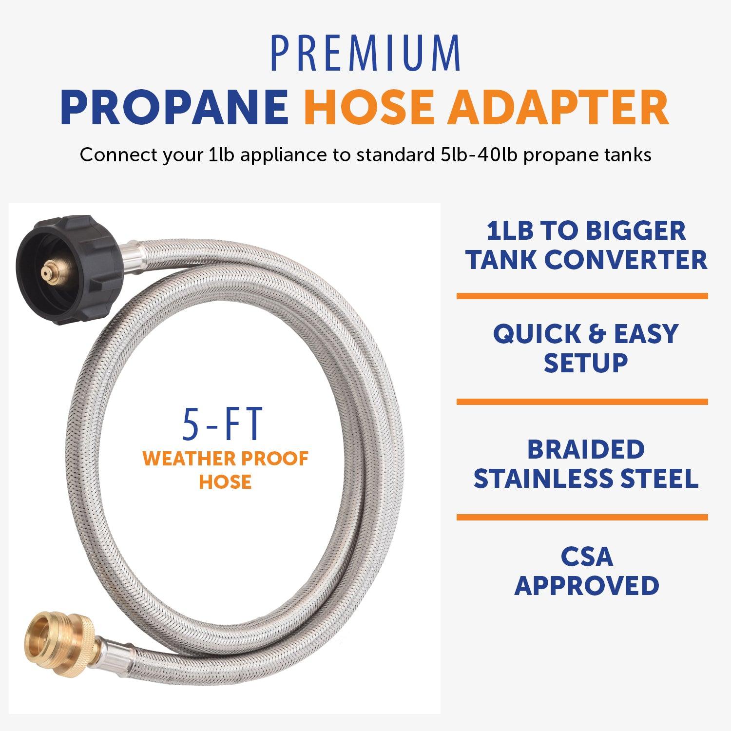 Propane Accessory Propane Gas Hauler Kit 10lb Propane Tank, Adapter Hose and Insulated ...