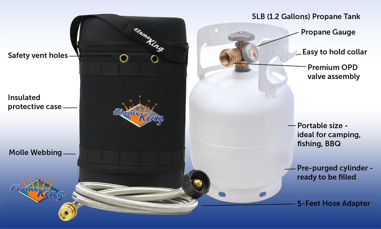 Propane Accessory Propane Gas Hauler Kit 5lb Gauge Propane Tank, Adapter Hose and ...