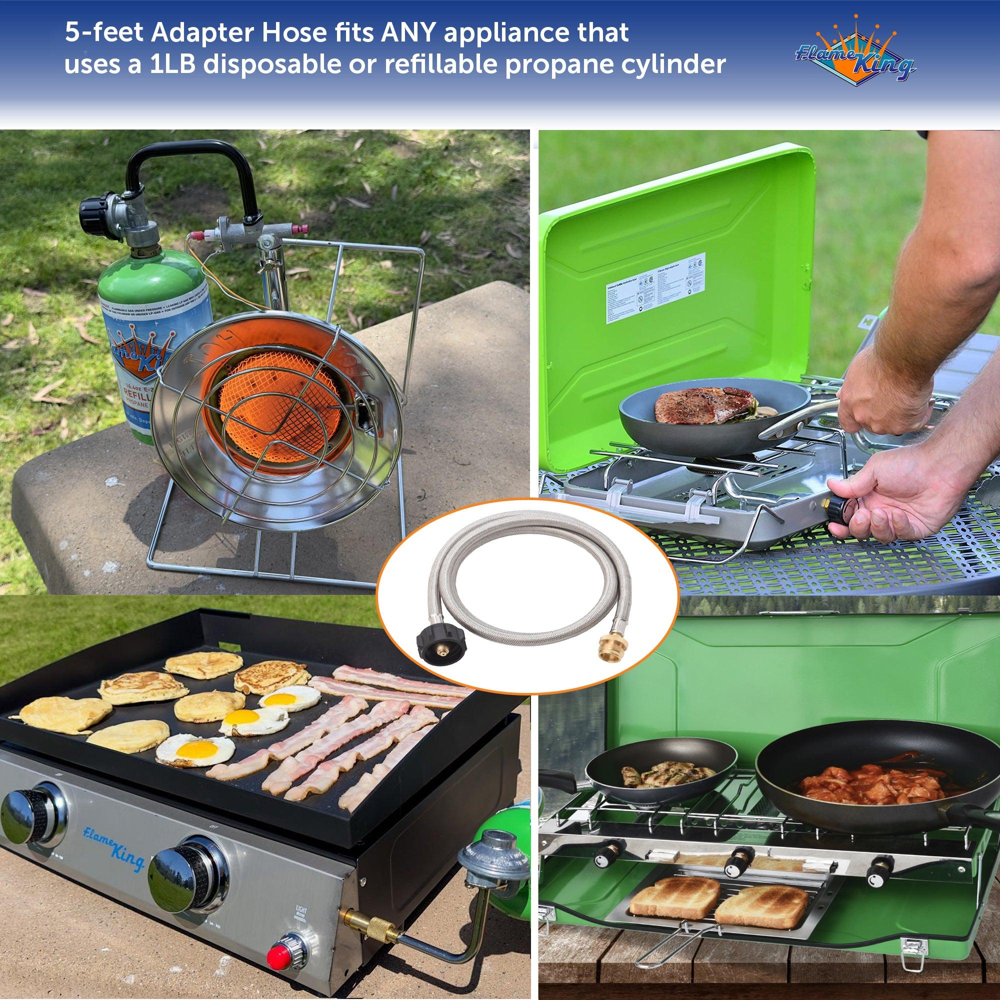 Flame King Propane Gas Hauler Kit 5lb Propane Tank, Adapter Hose