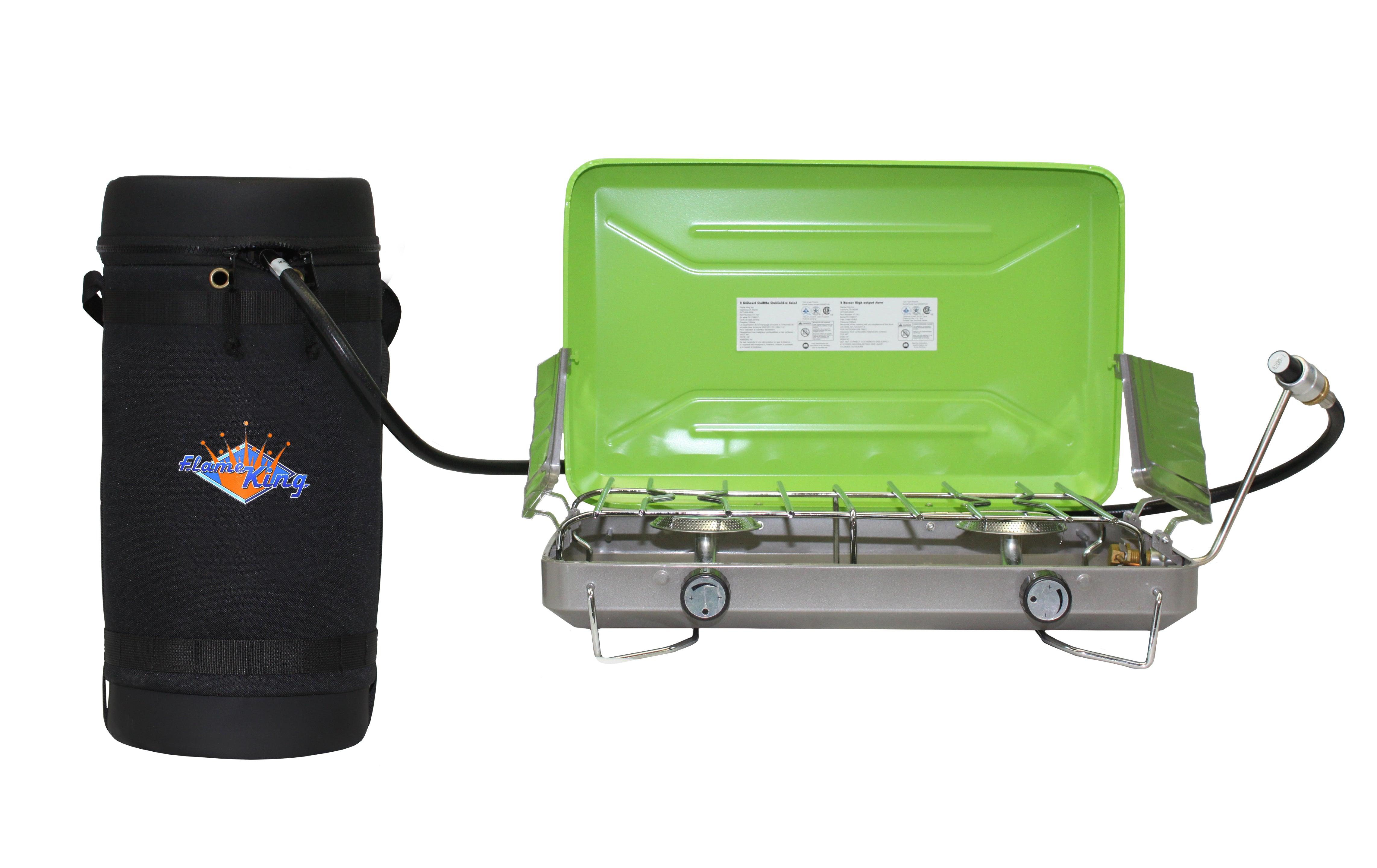 Flame King Propane Gas Hauler Kit-Insulated Protective Carry Case for 10lb Propane Tank plus Adapter Hose - Flame King