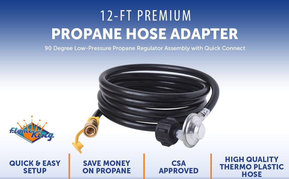 Flame King Propane Regulator Hose with Quick Connect – 12 feet - Flame King