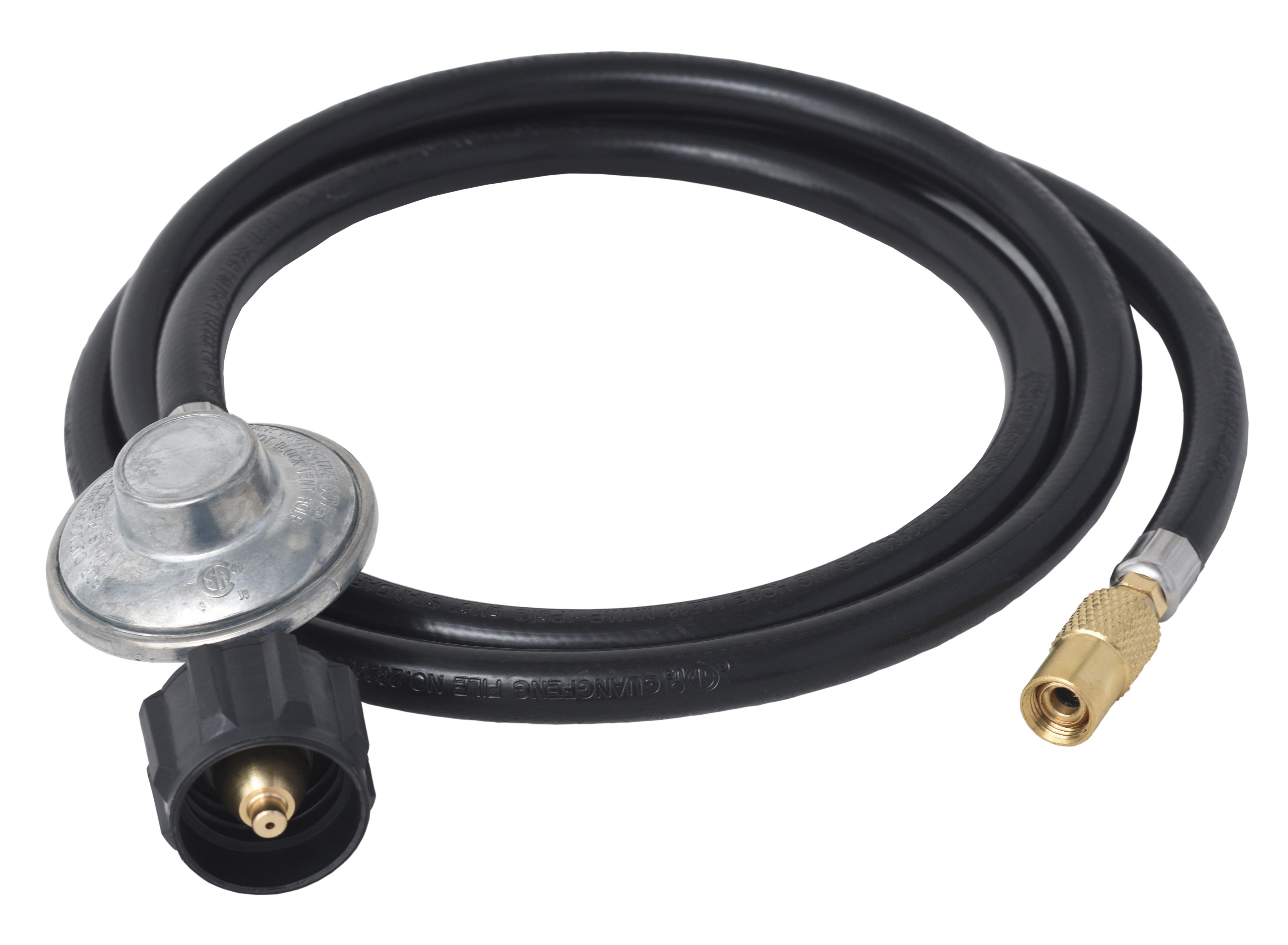 Flame King Regulator Hose Adapter Connect to 20Lb Tank for 17″/22″ Tabletop Grill Griddle, 6 Feet - Flame King