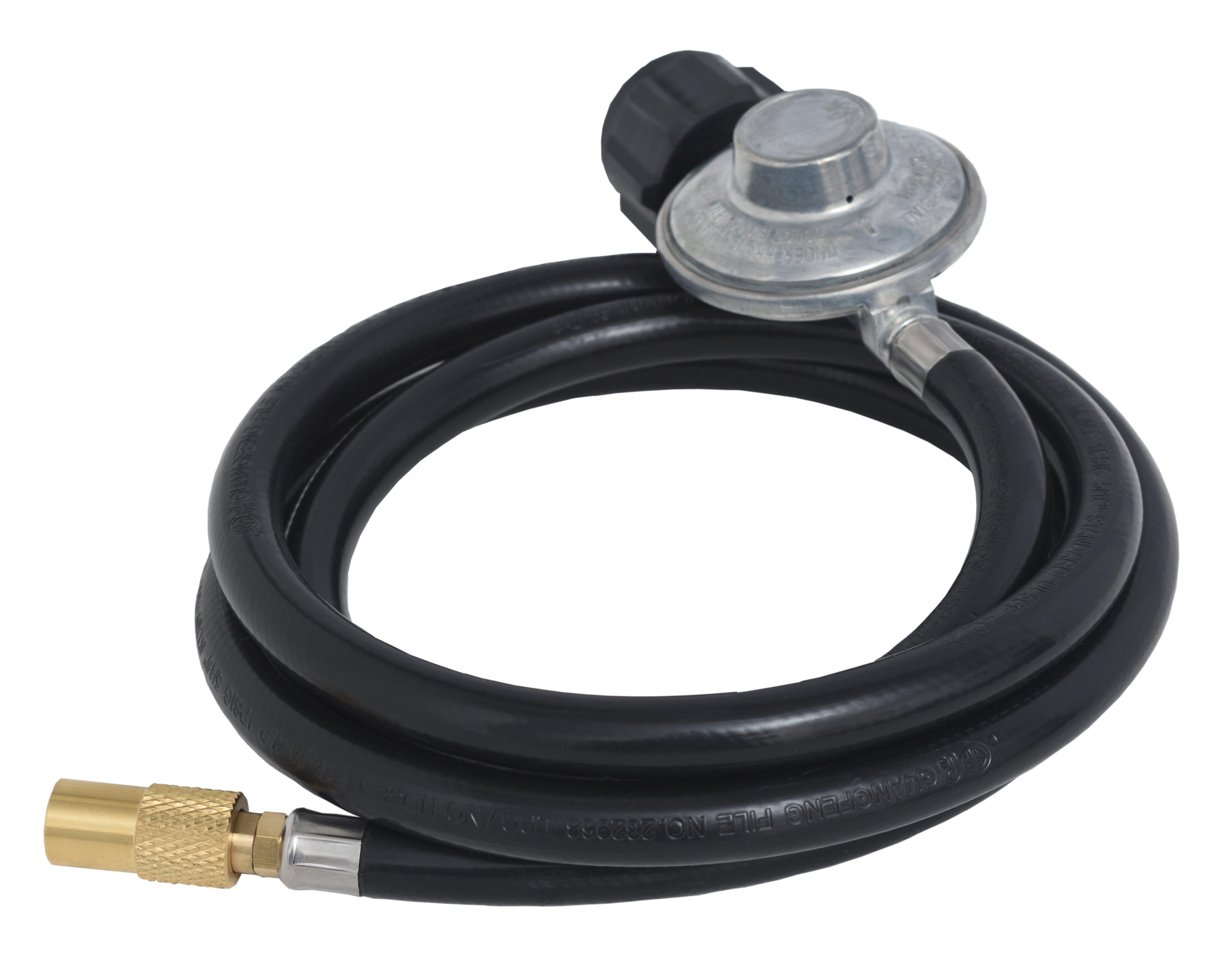 Flame King Regulator Hose Adapter Connect to 20Lb Tank for 17″/22″ Tabletop Grill Griddle, 6 Feet - Flame King