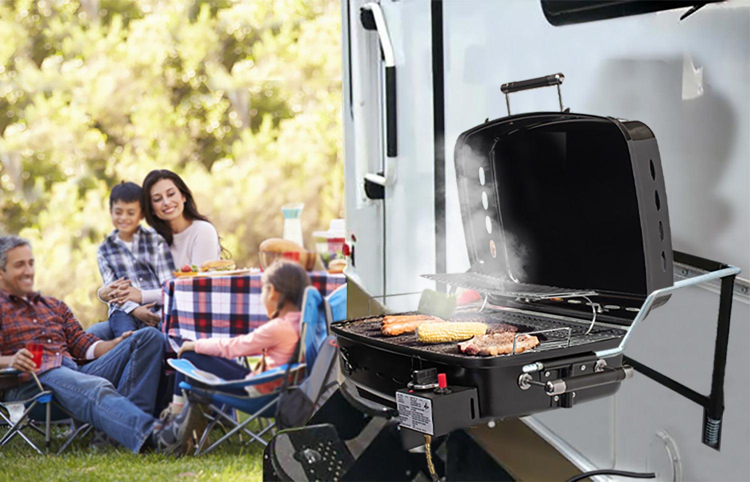 Flame King RV or Trailer Mounted BBQ - Motorhome Gas Grill 214 sq inch  Cooking Surface (YSNHT500)